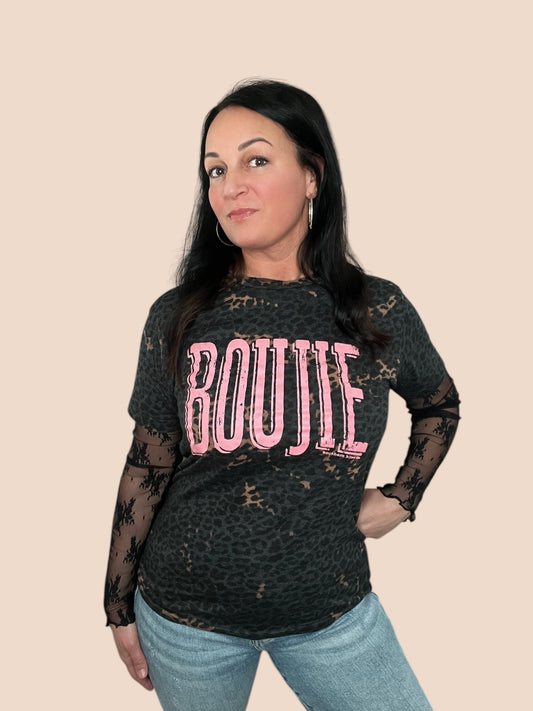 'Boujie' Bleached Leopard Graphic Tee