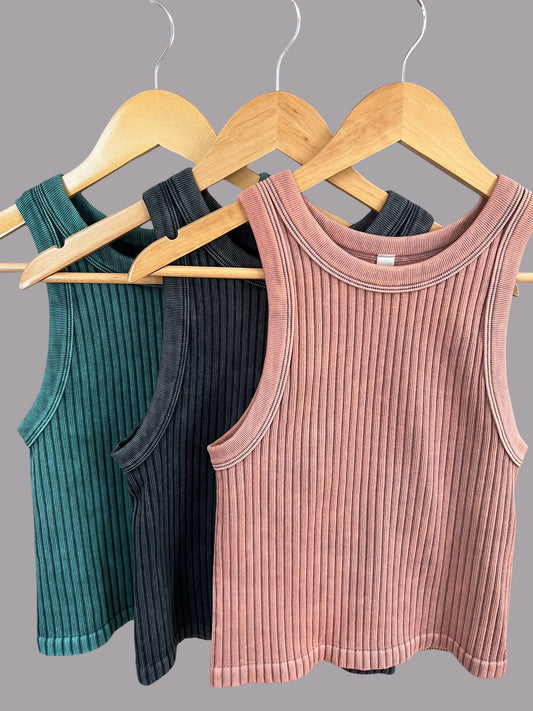 Ribbed Mineral Wash Seamless Tank