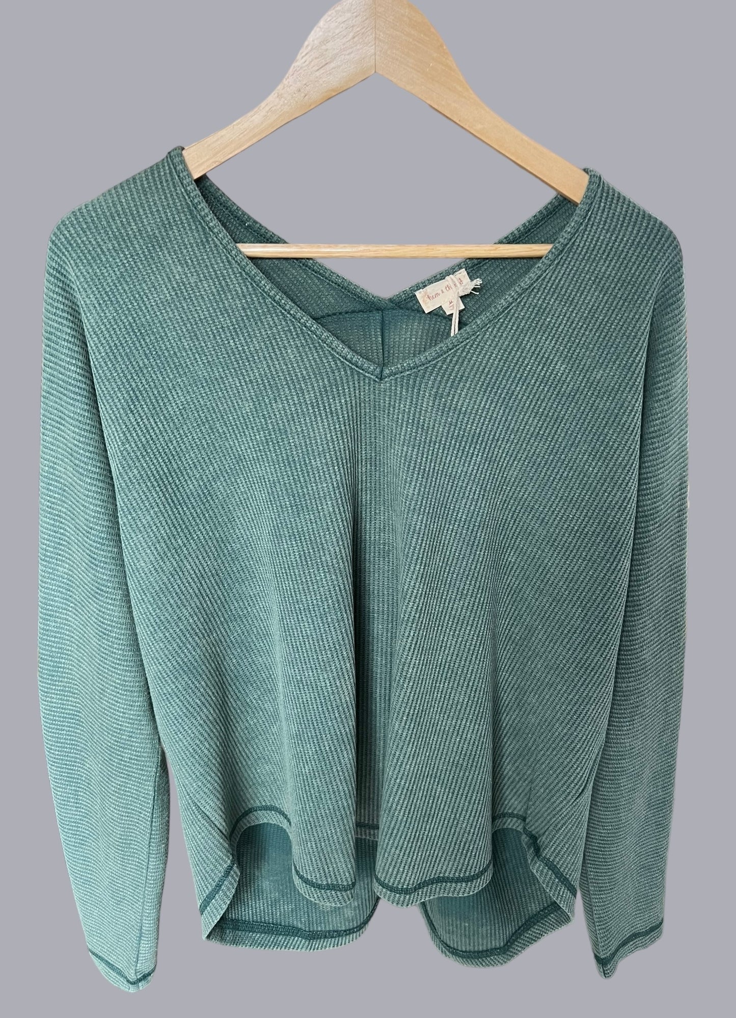 Mineral Washed V-Neck Back Detail Top