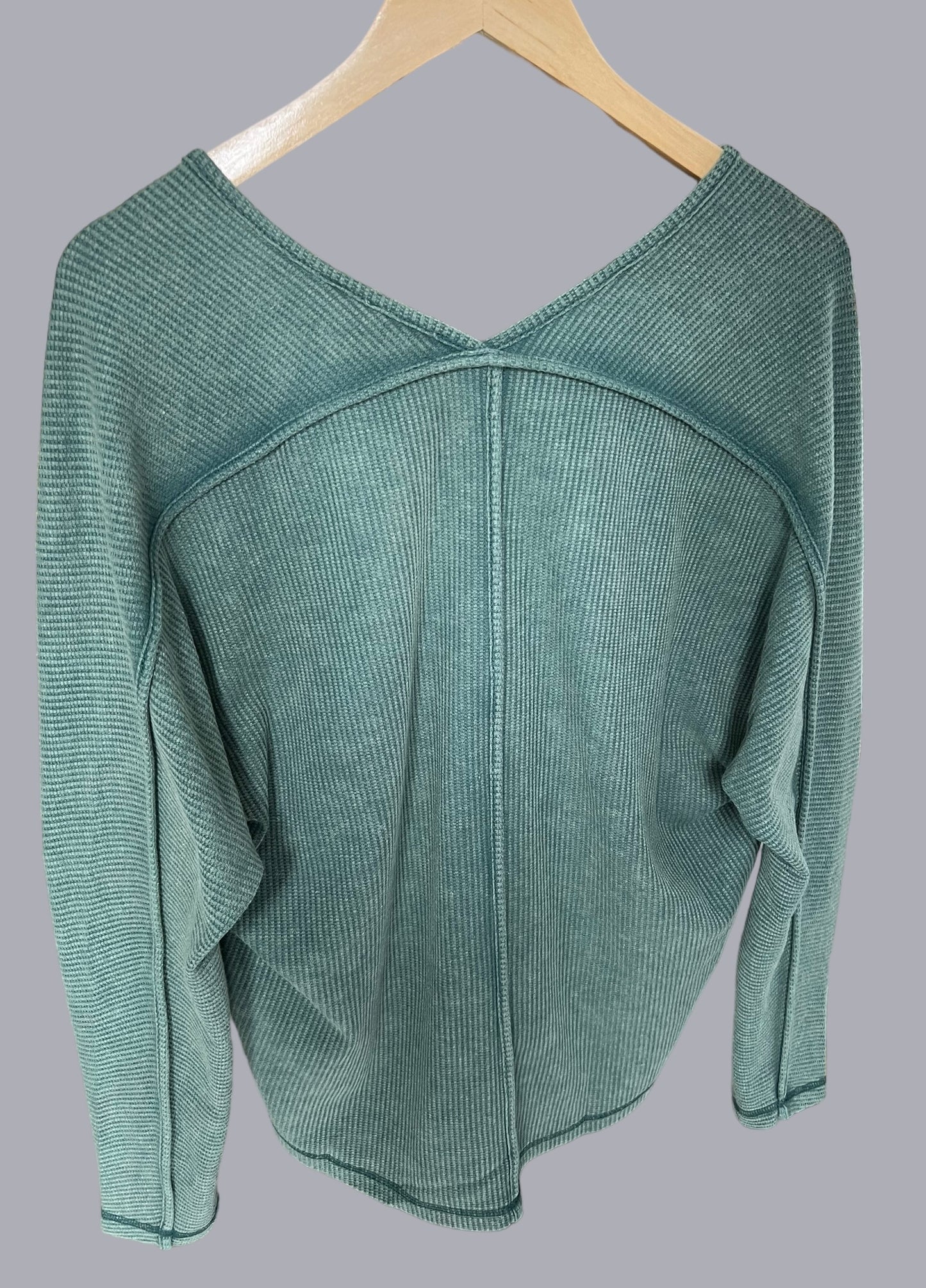 Mineral Washed V-Neck Back Detail Top