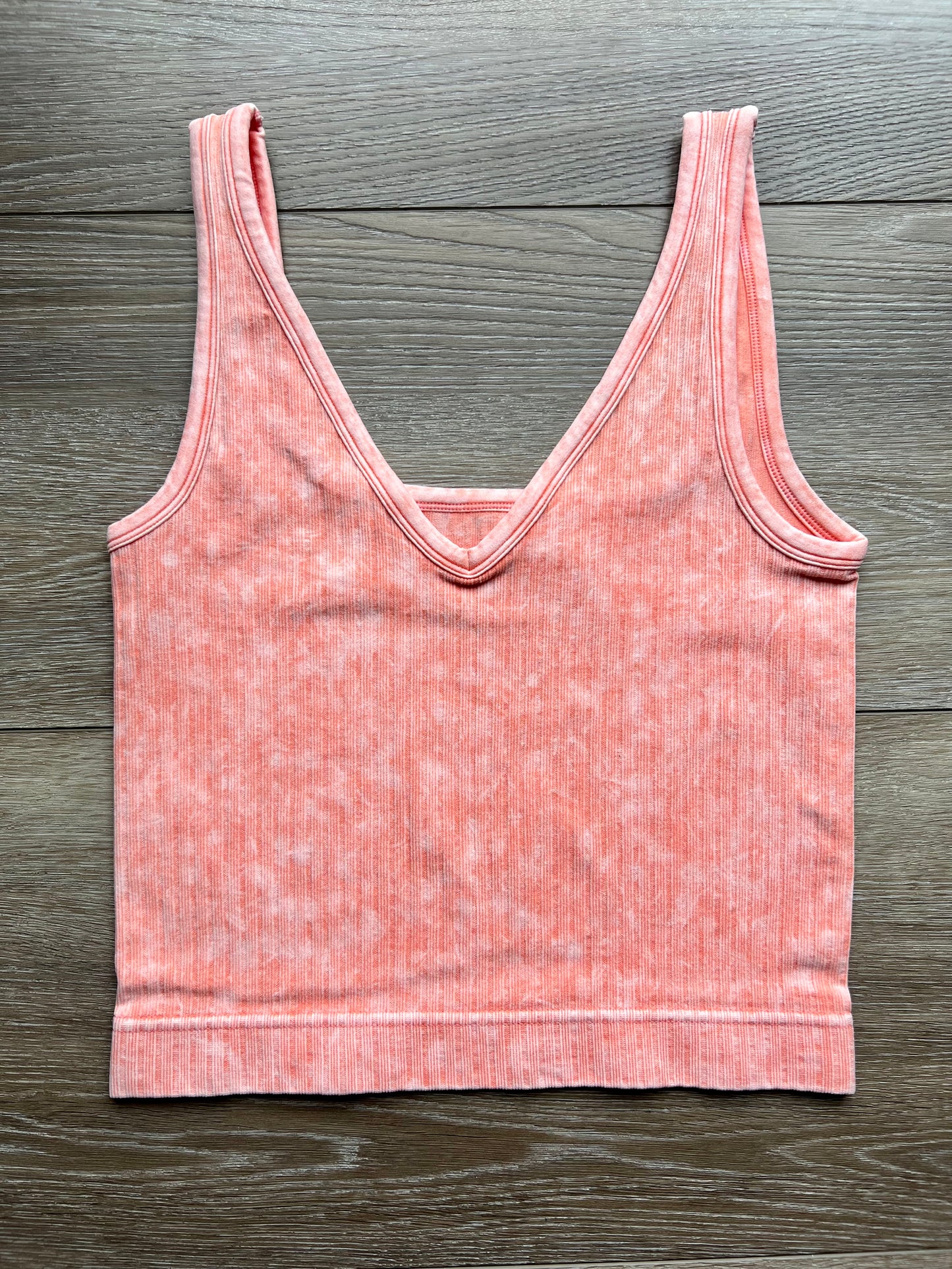 Reversible Neckline Mineral Wash Seamless Crop Tank