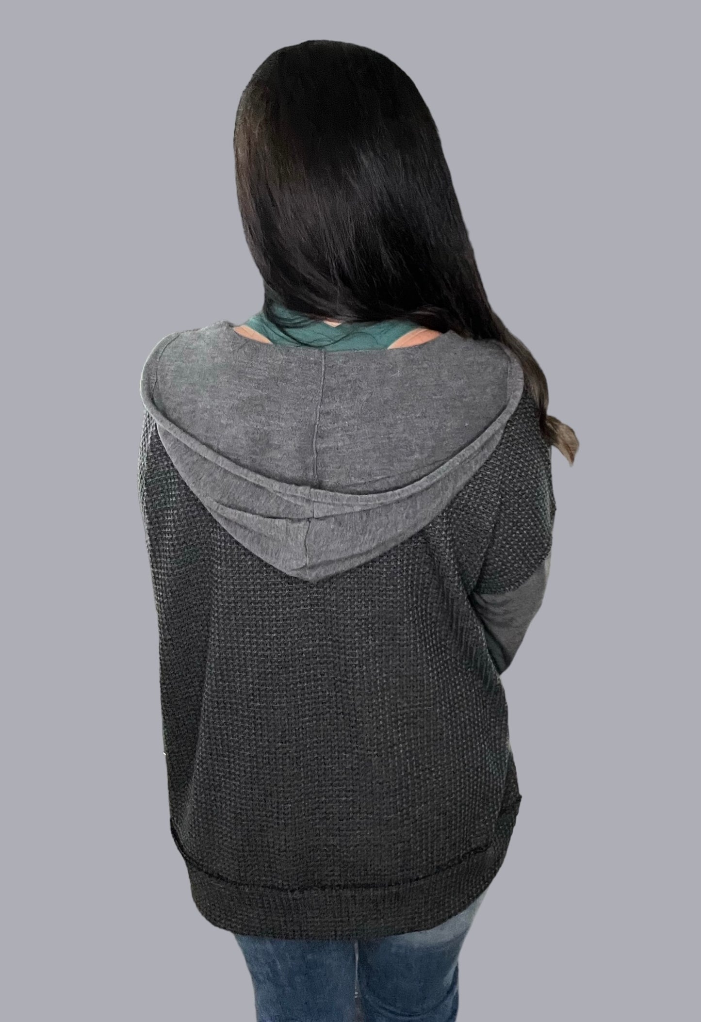 Contrast Pattern Pullover Hoodie