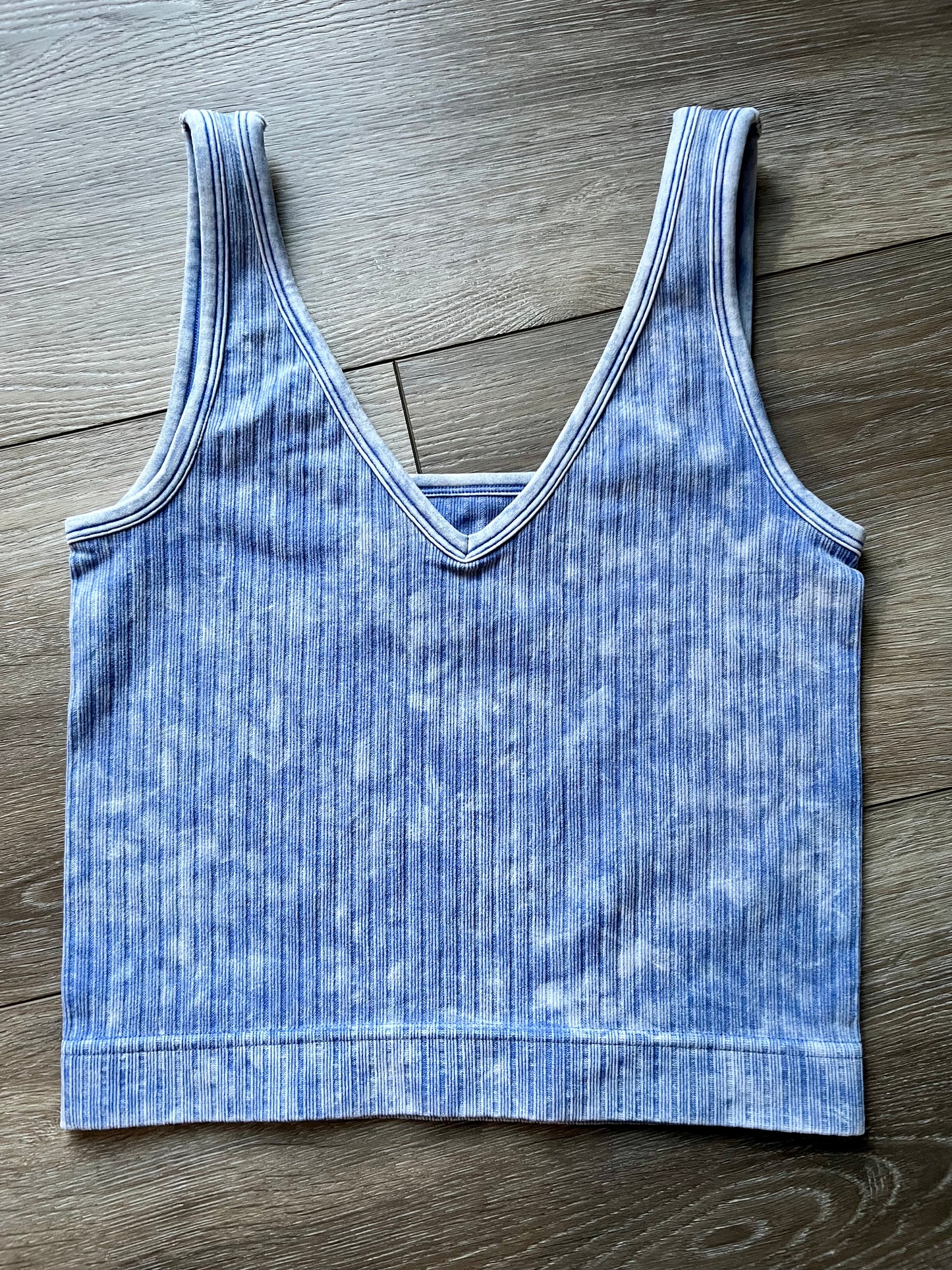 Reversible Neckline Mineral Wash Seamless Crop Tank