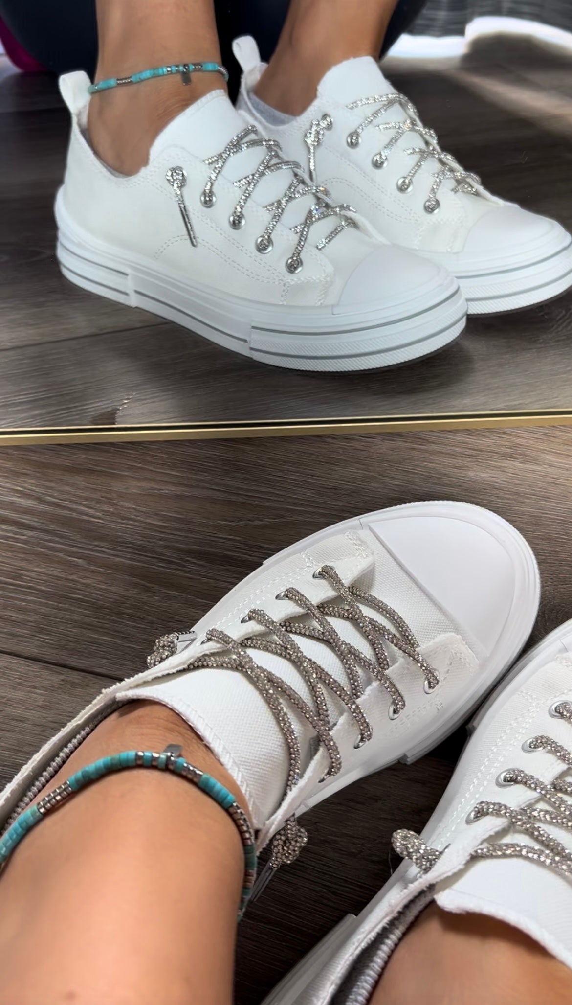 Slip-On Rhinestone Lace Sneakers