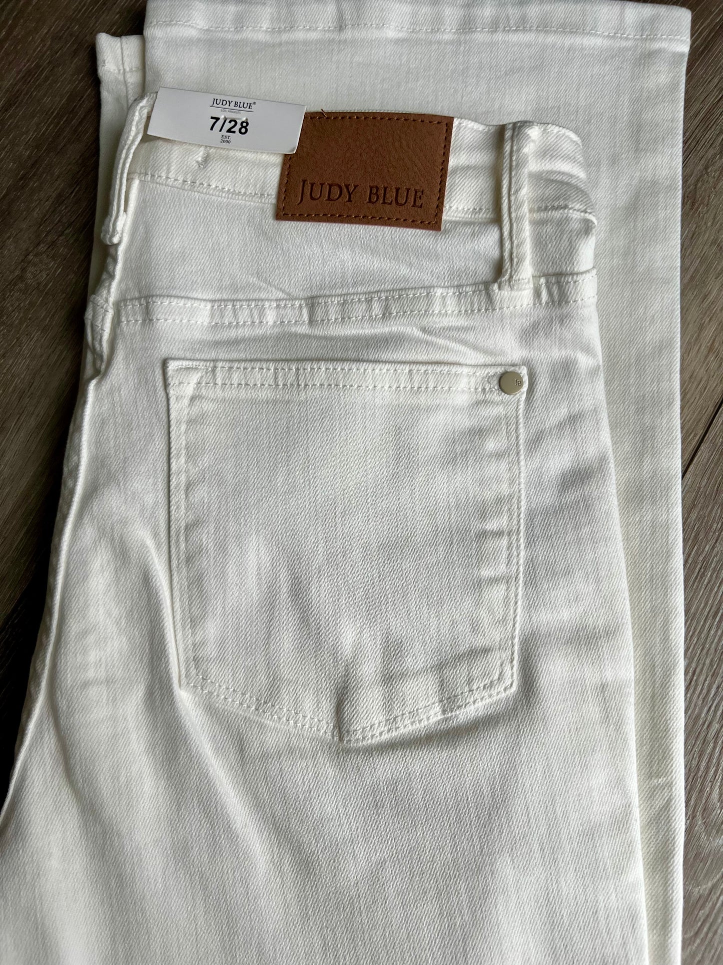 Judy Blue Wide Leg Braided White Jeans