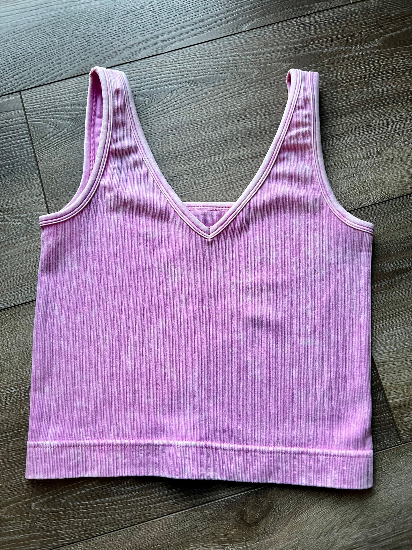 Reversible Neckline Mineral Wash Seamless Crop Tank