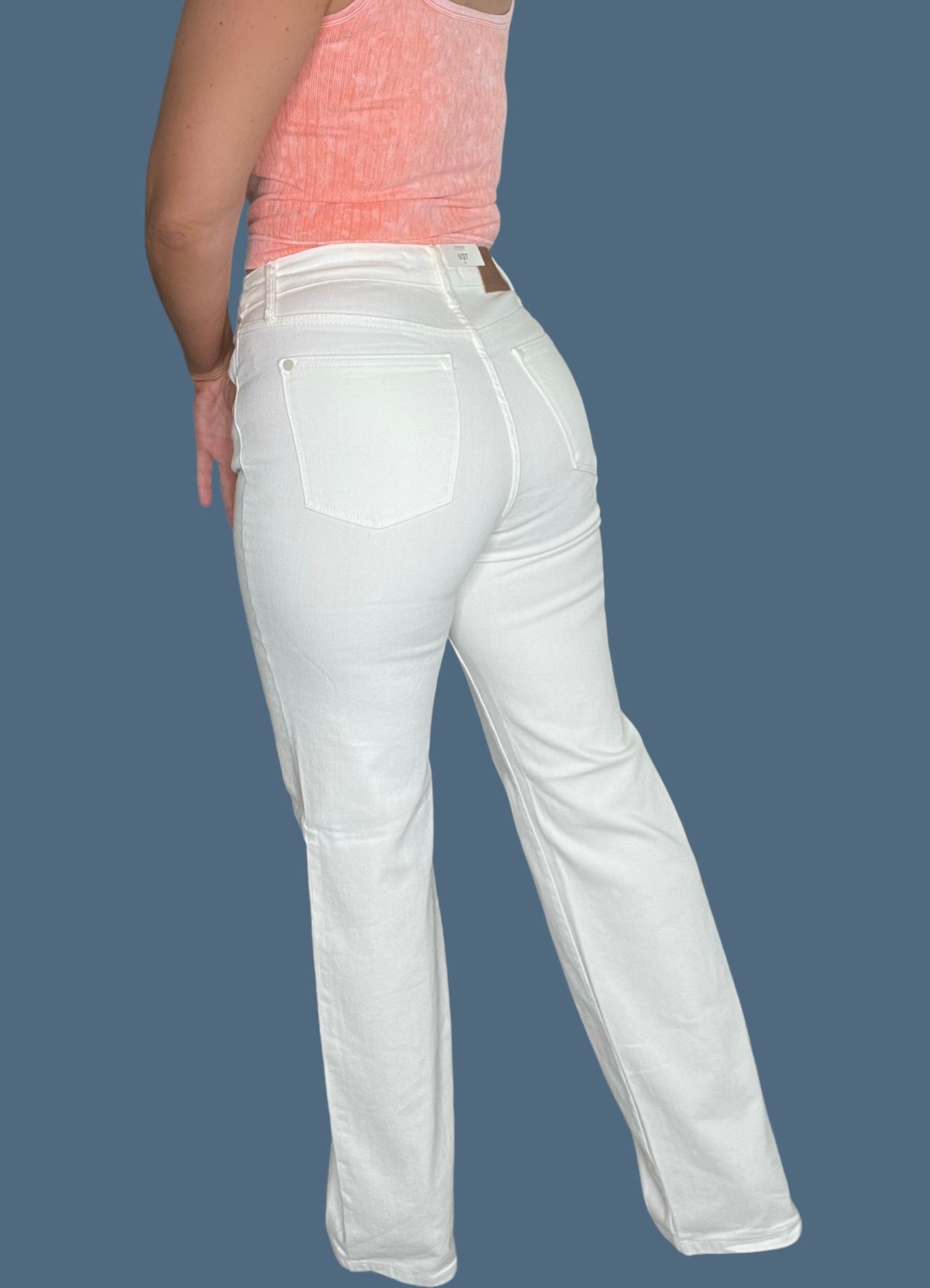 Judy Blue Wide Leg Braided White Jeans