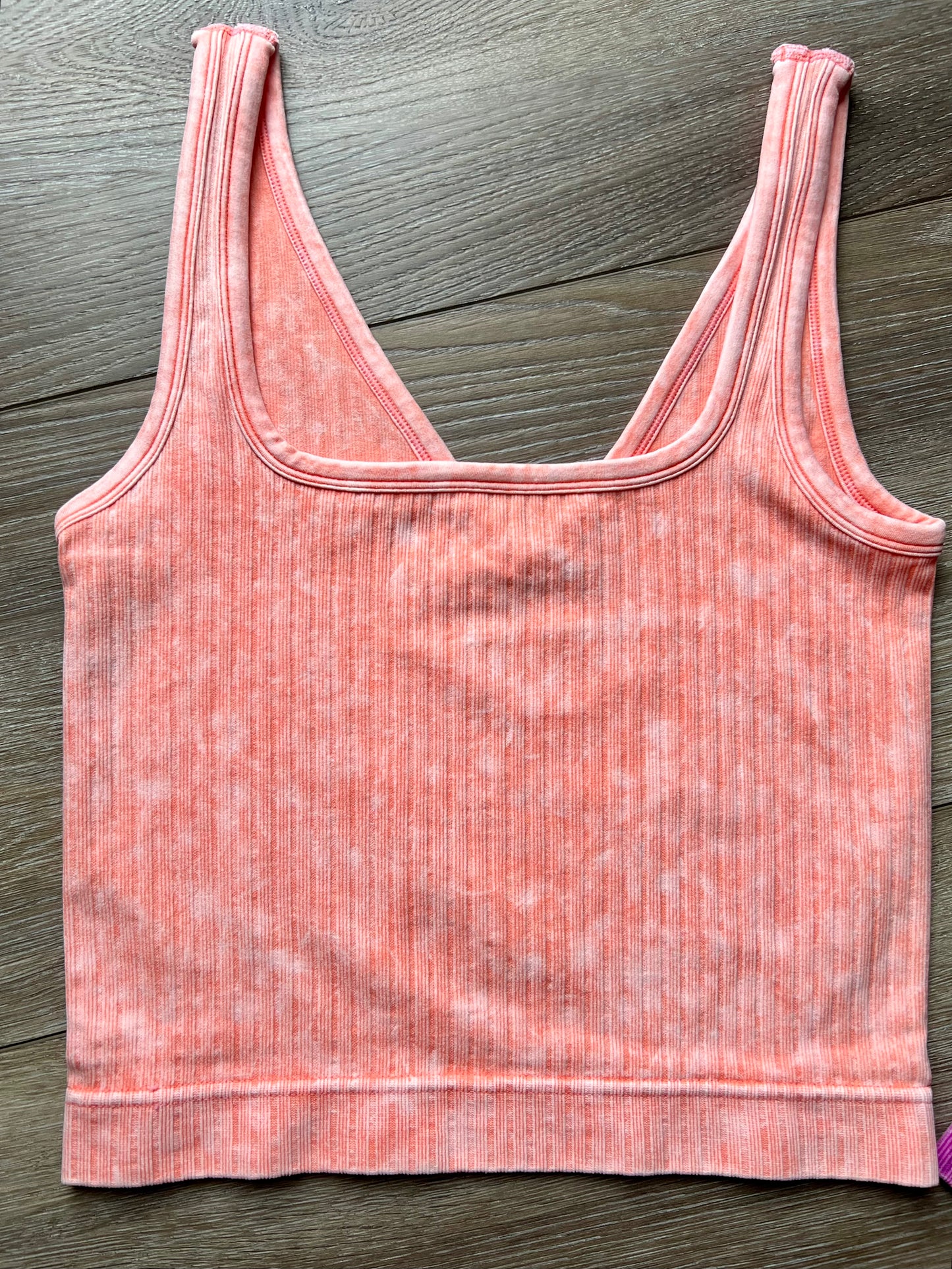 Reversible Neckline Mineral Wash Seamless Crop Tank