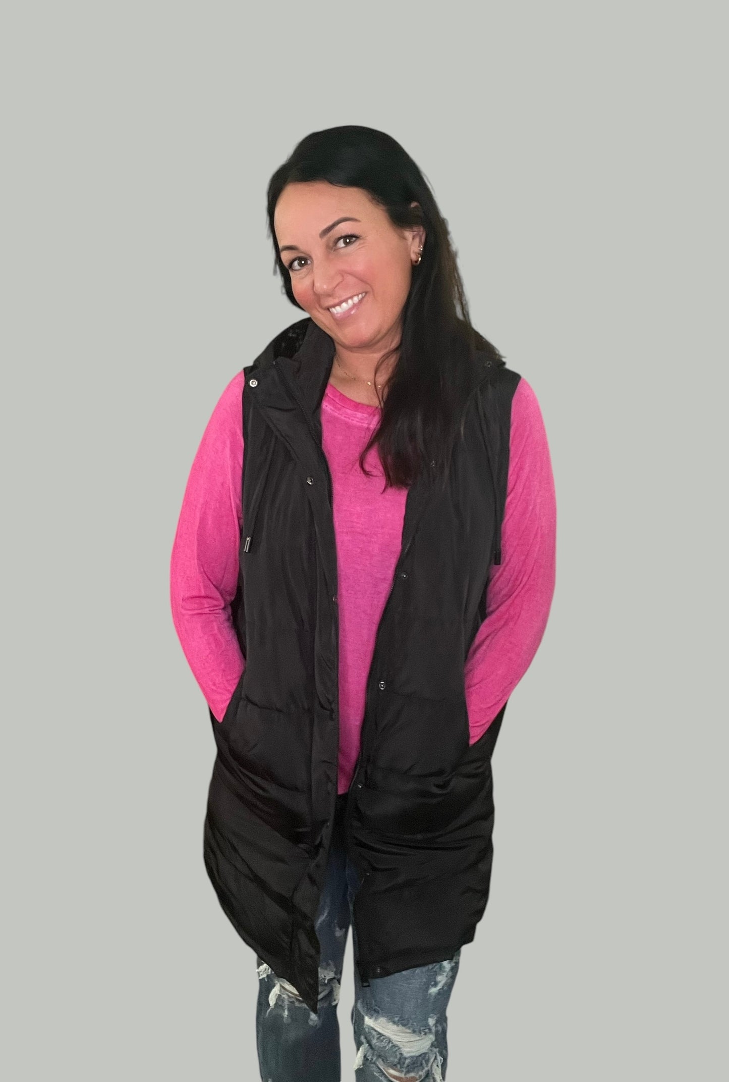 Longline Hooded Puffer Vest