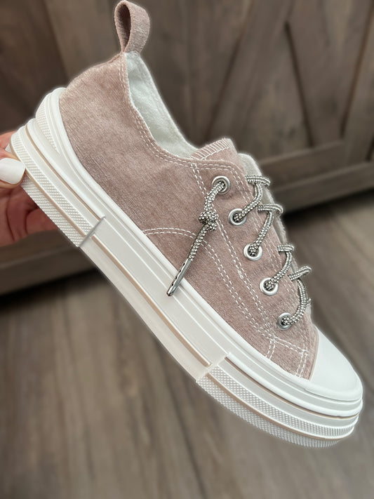 Slip-On Rhinestone Lace Sneakers