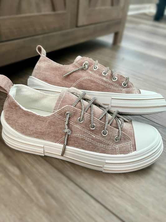 Slip-On Rhinestone Lace Sneakers