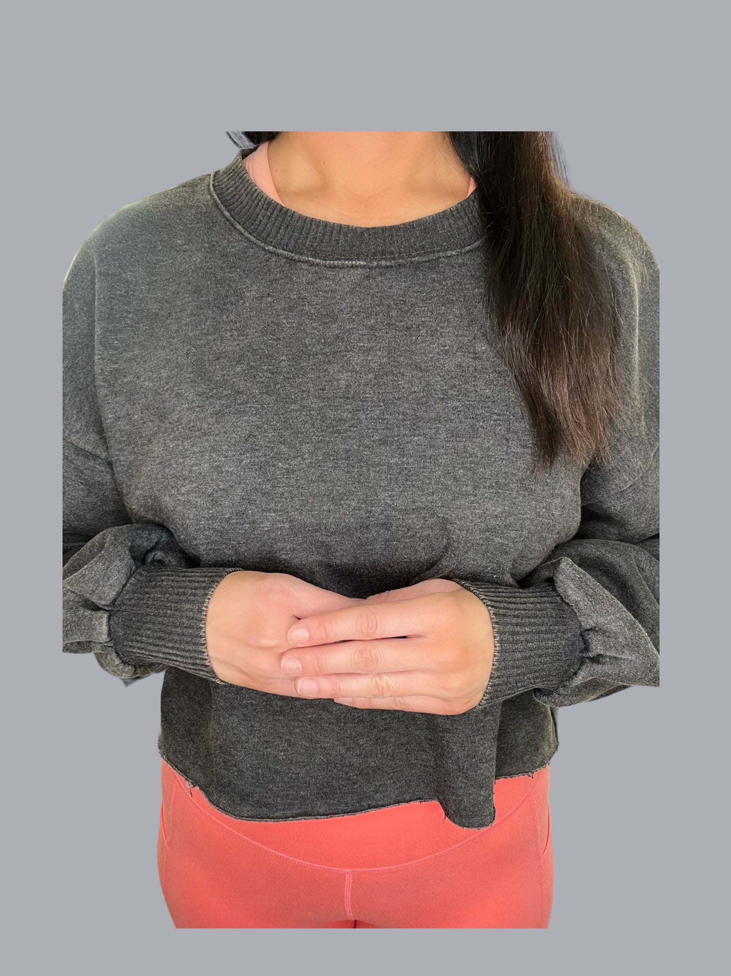 Mineral Wash Fleece Crop Pullover