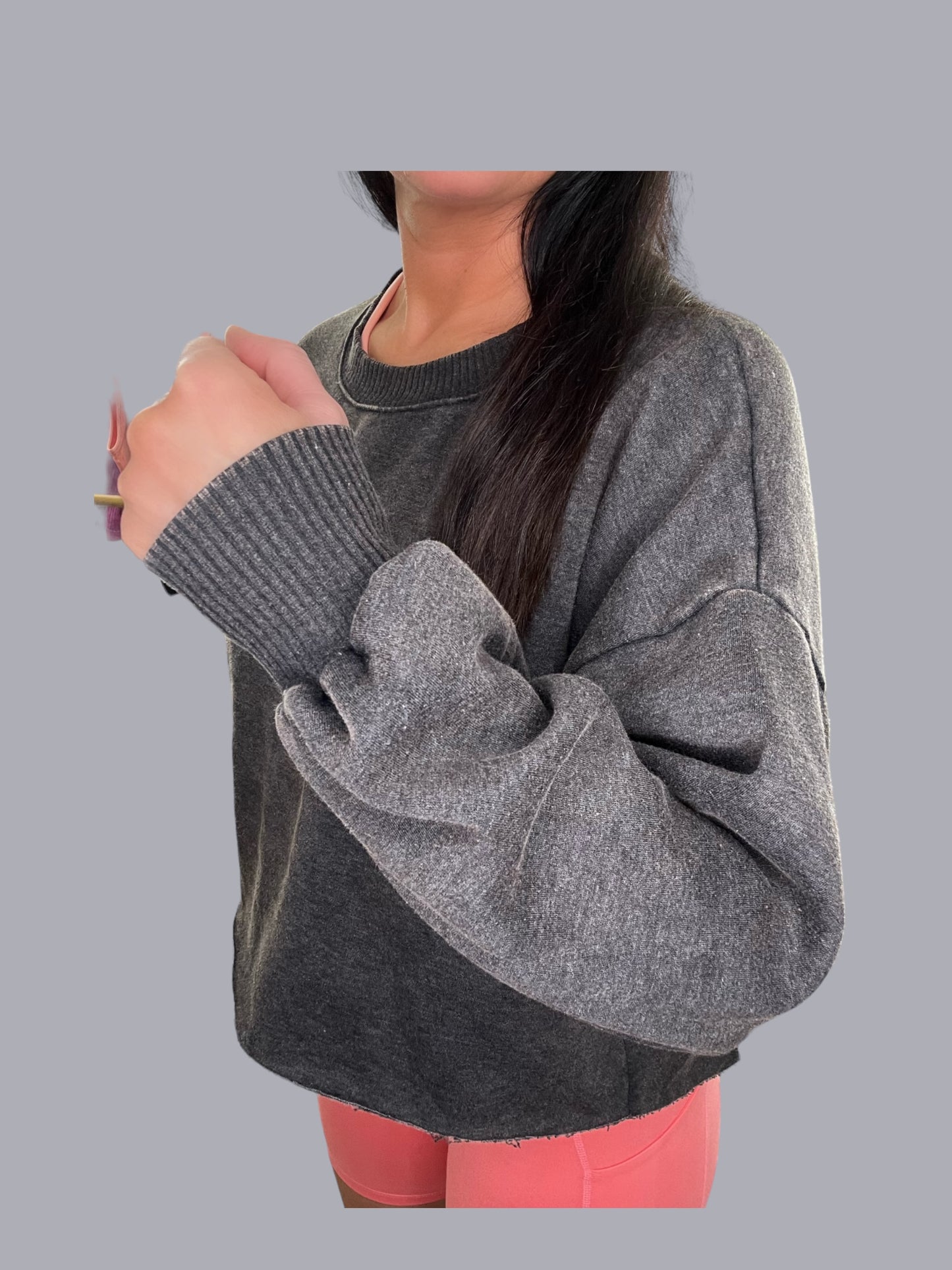 Mineral Wash Fleece Crop Pullover
