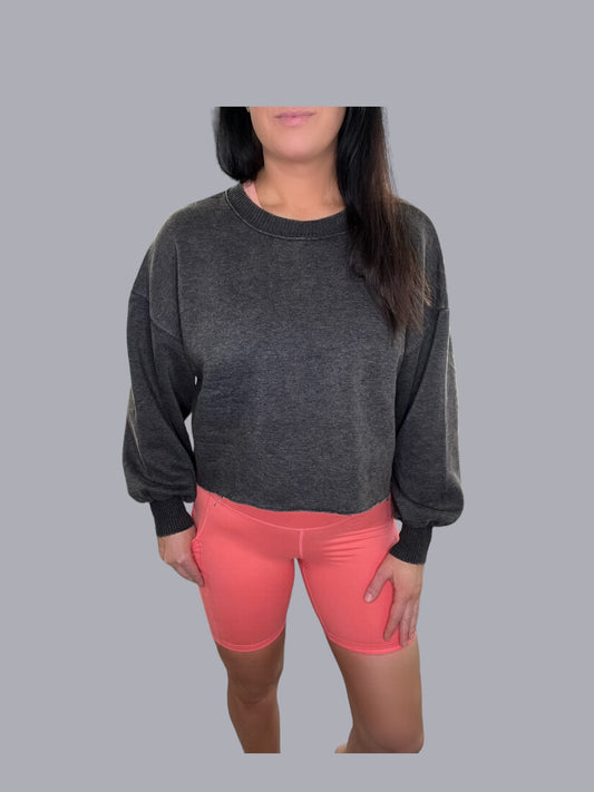 Mineral Wash Fleece Crop Pullover