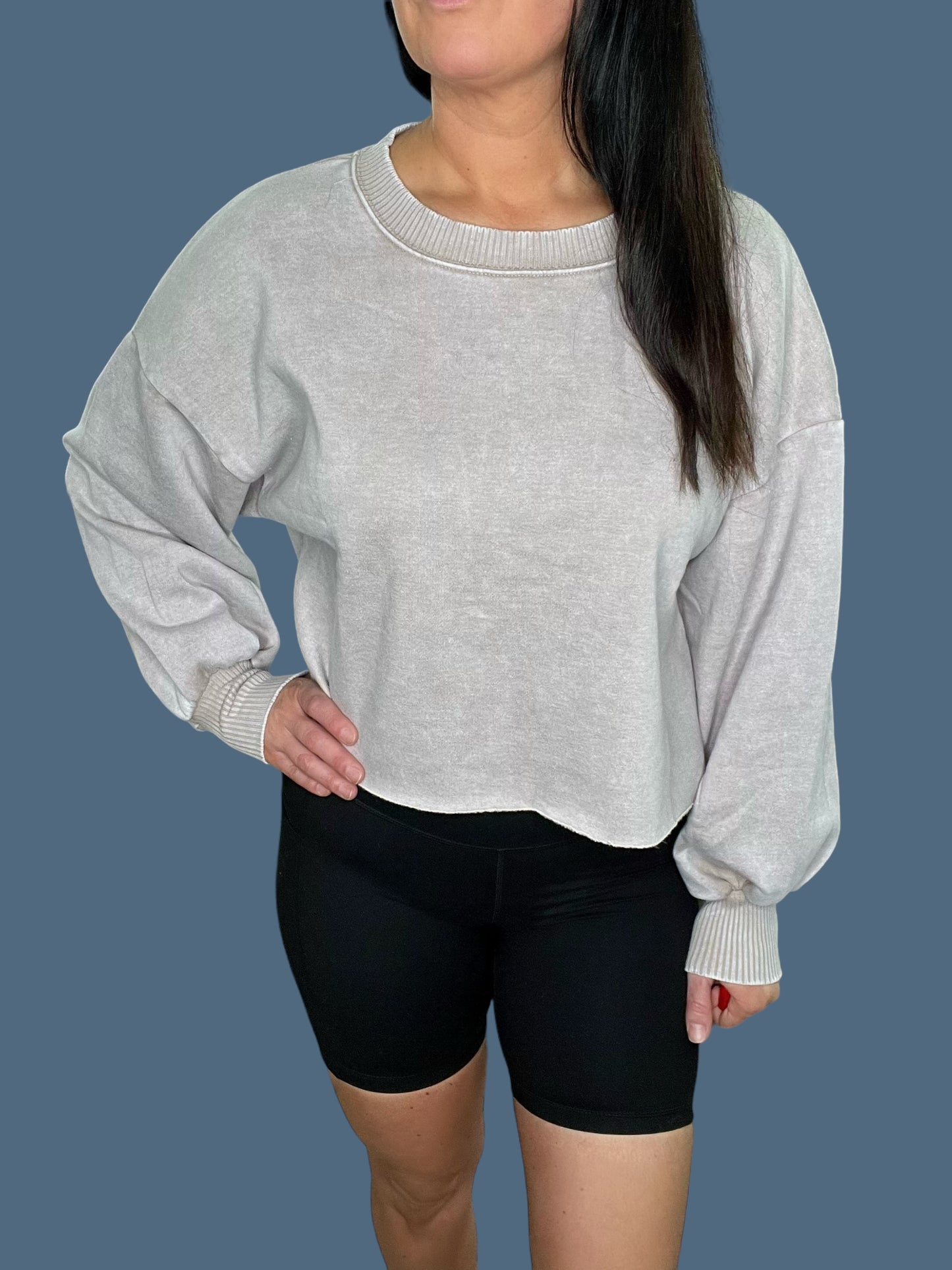 Mineral Wash Fleece Crop Pullover