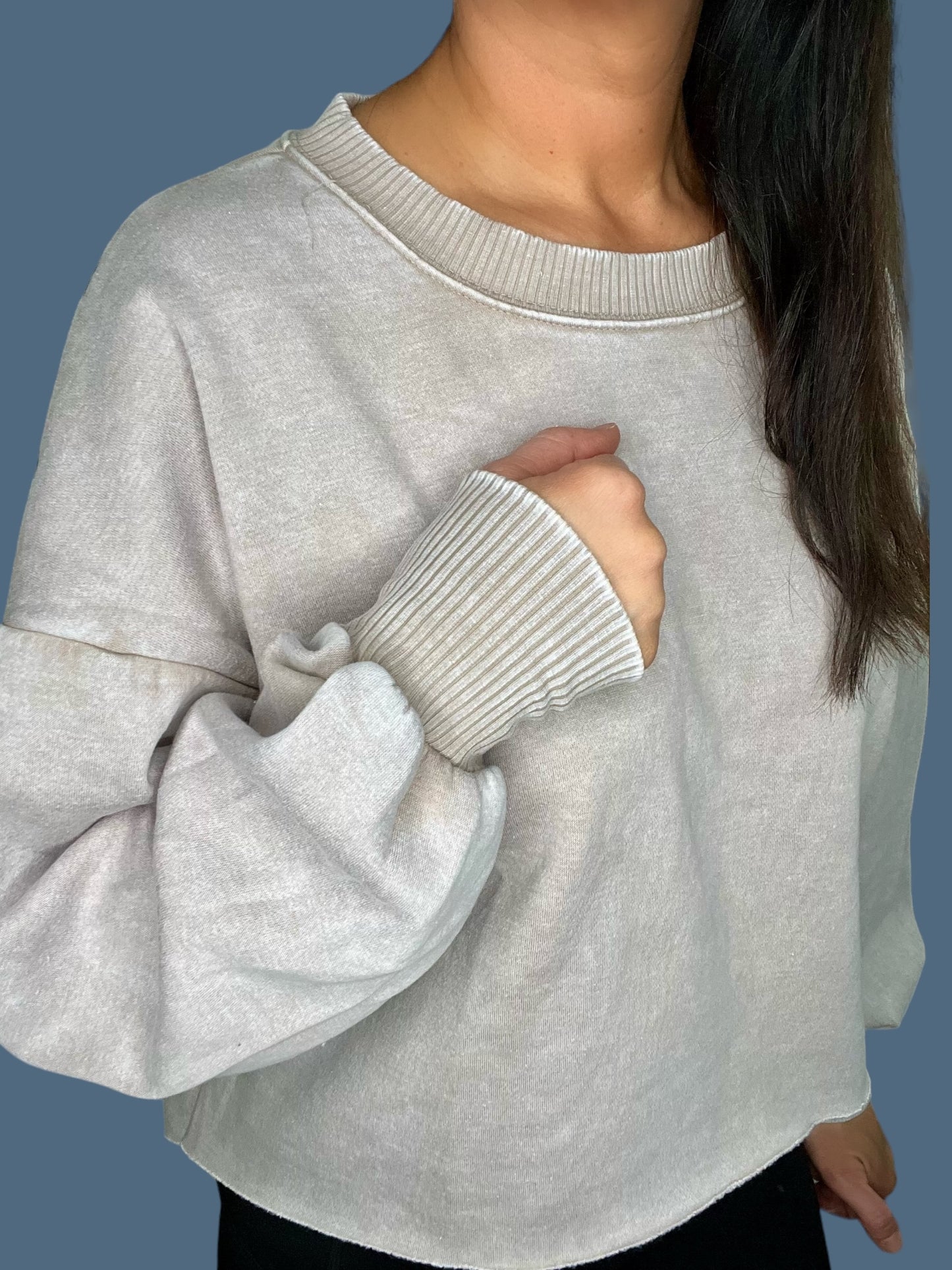 Mineral Wash Fleece Crop Pullover