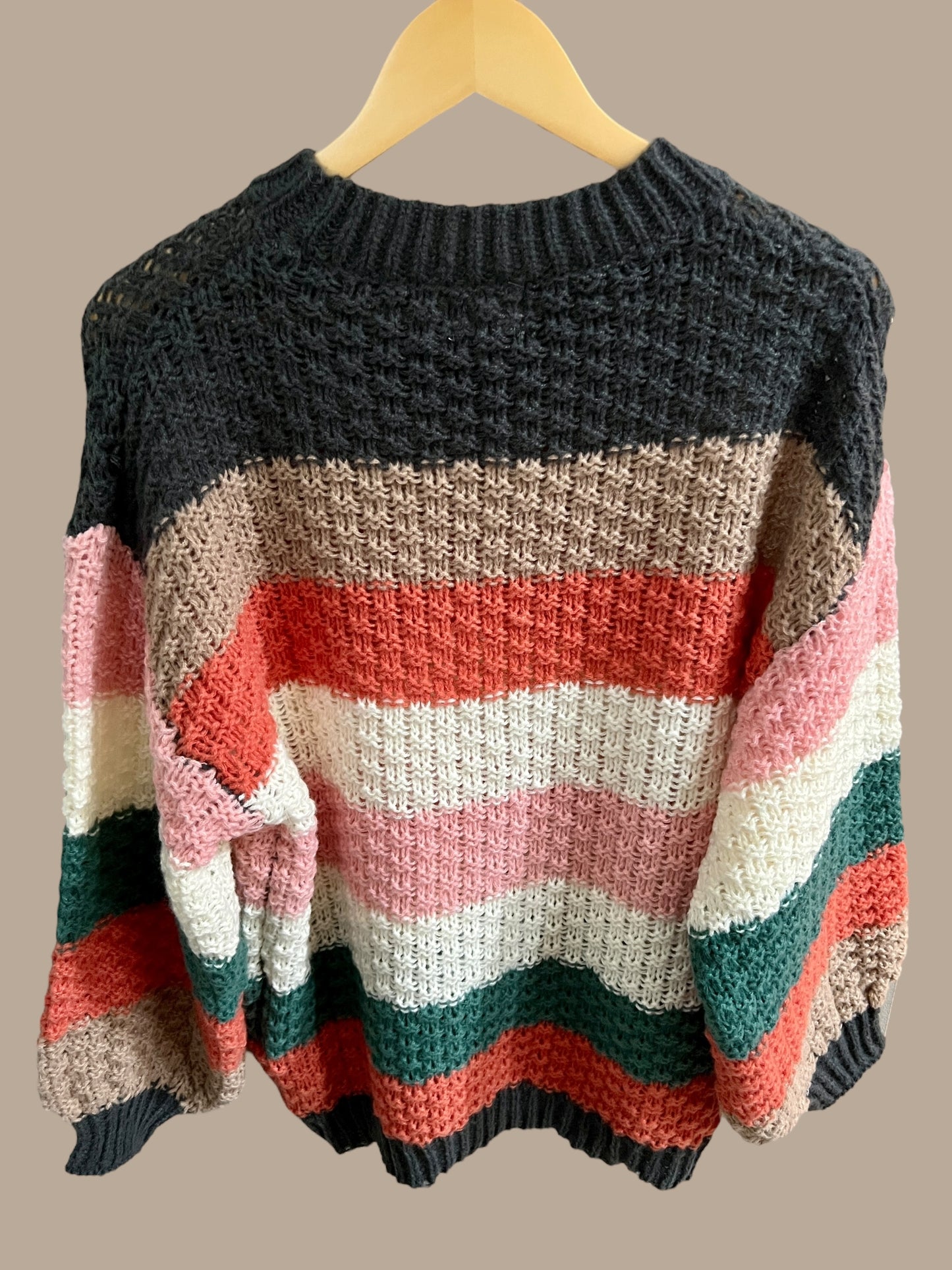 Color-Block Striped Chunky Sweater