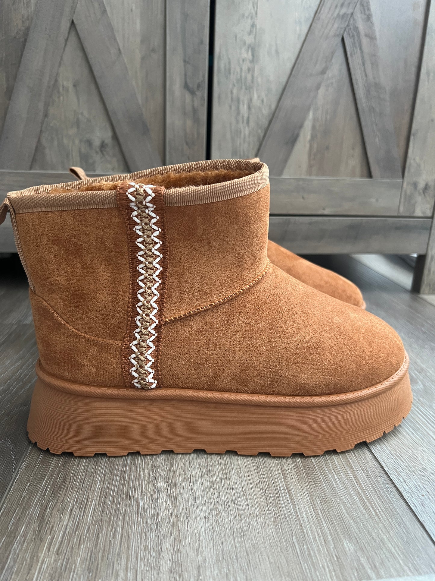 Aztec Trim Platform Ankle Booties