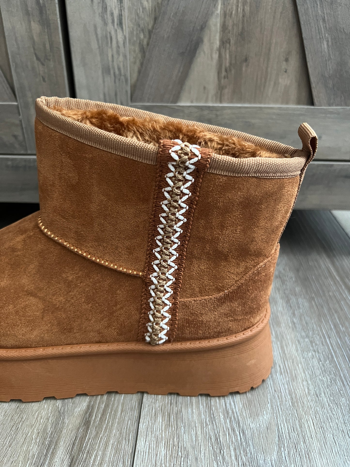 Aztec Trim Platform Ankle Booties