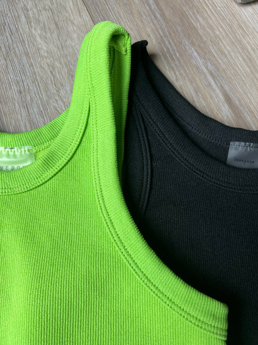 Ribbed High Neck Seamless Tank