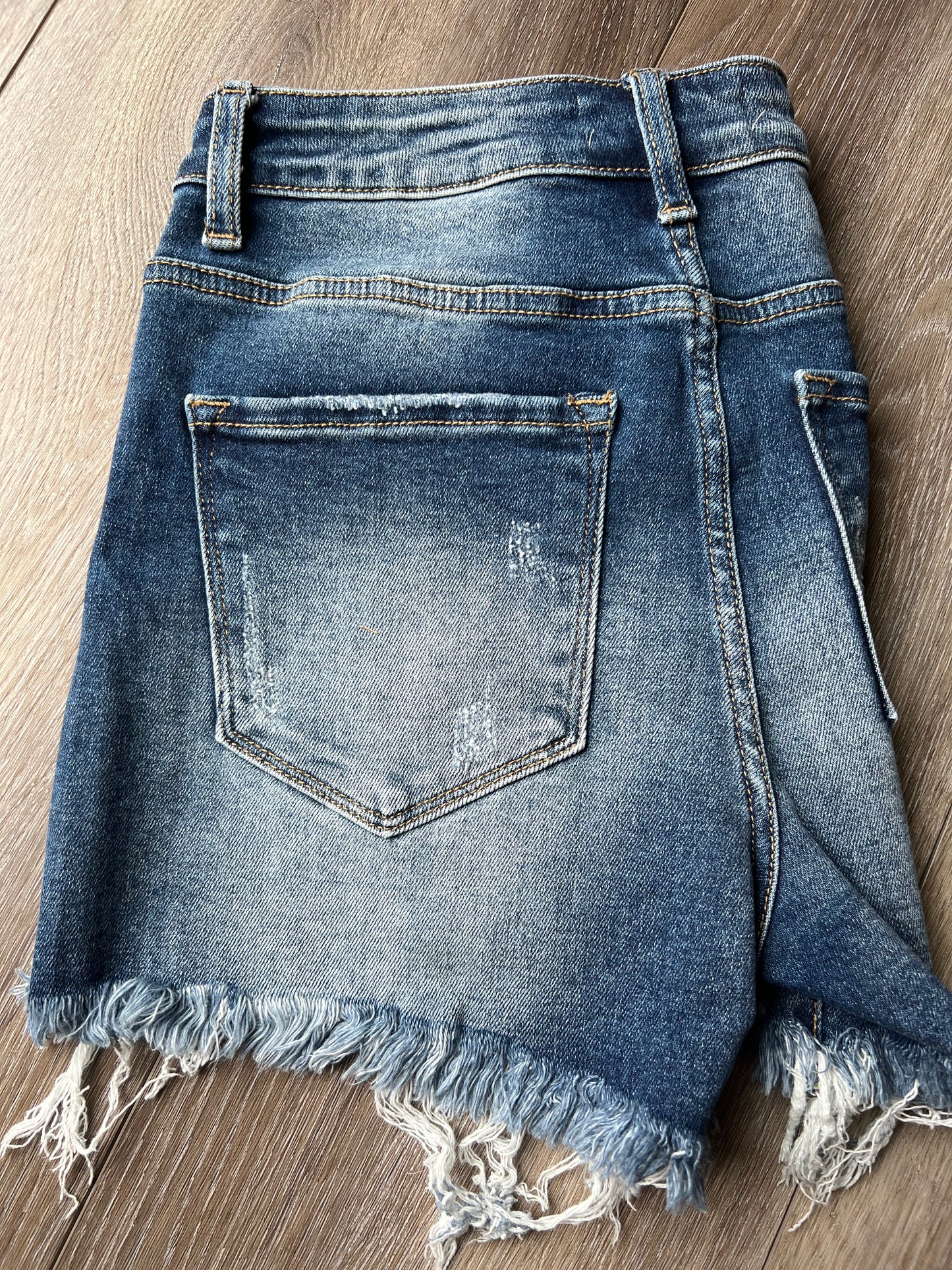 Risen High-Rise Destroyed Cutoff Jean Shorts