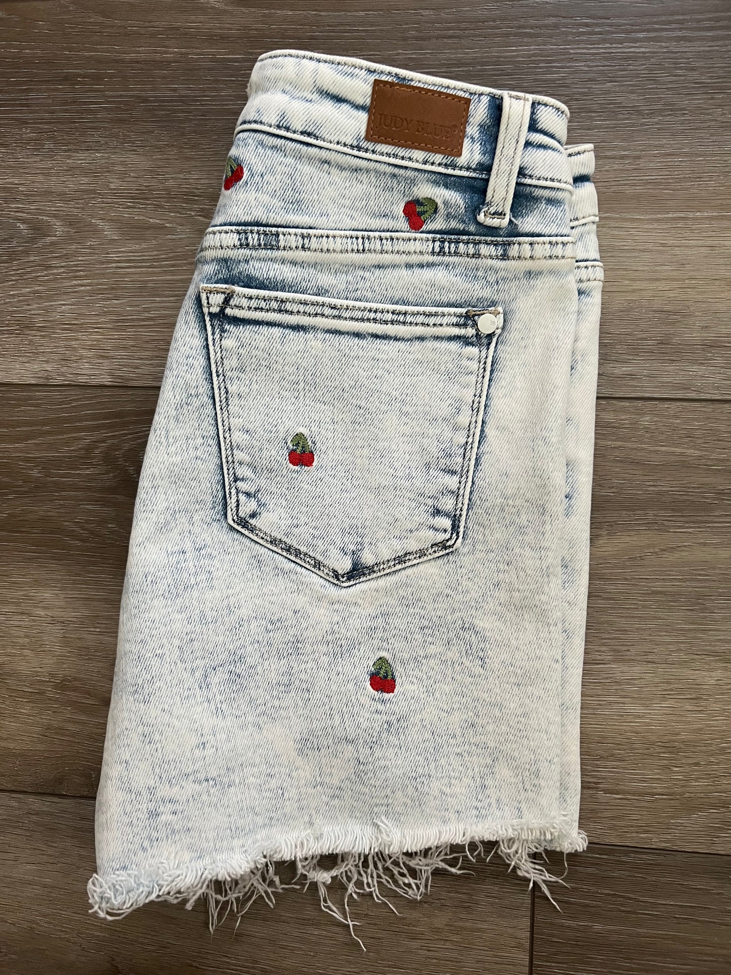 Judy Blue High-Rise 'Cherry on Top' Cutoff Jean Shorts