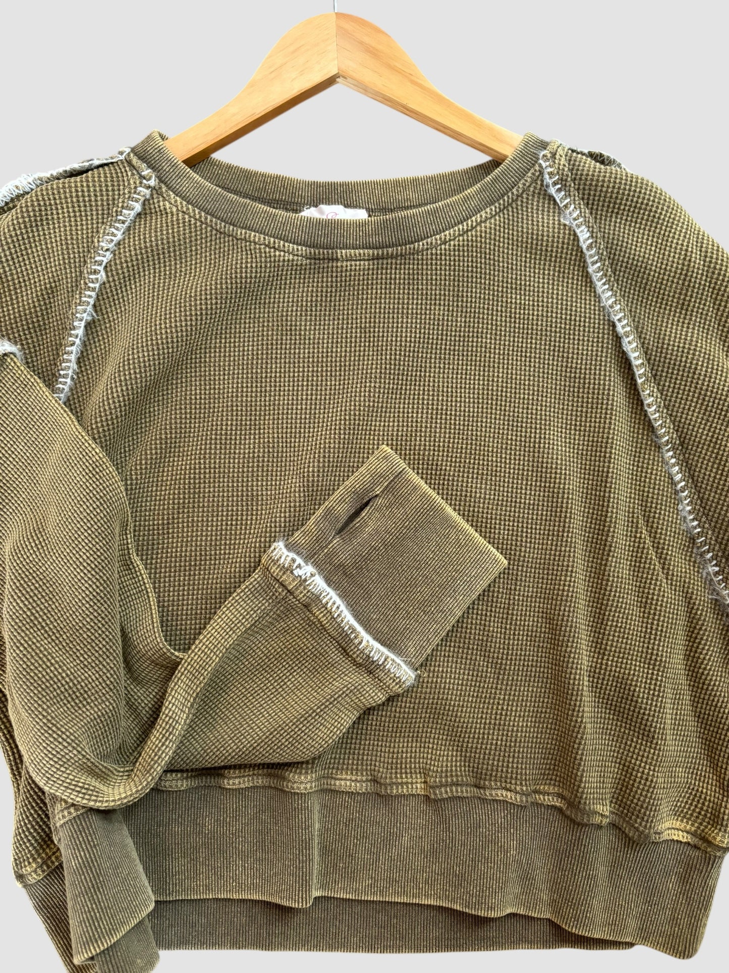 Mineral Wash Thermal Stitch Detail Top