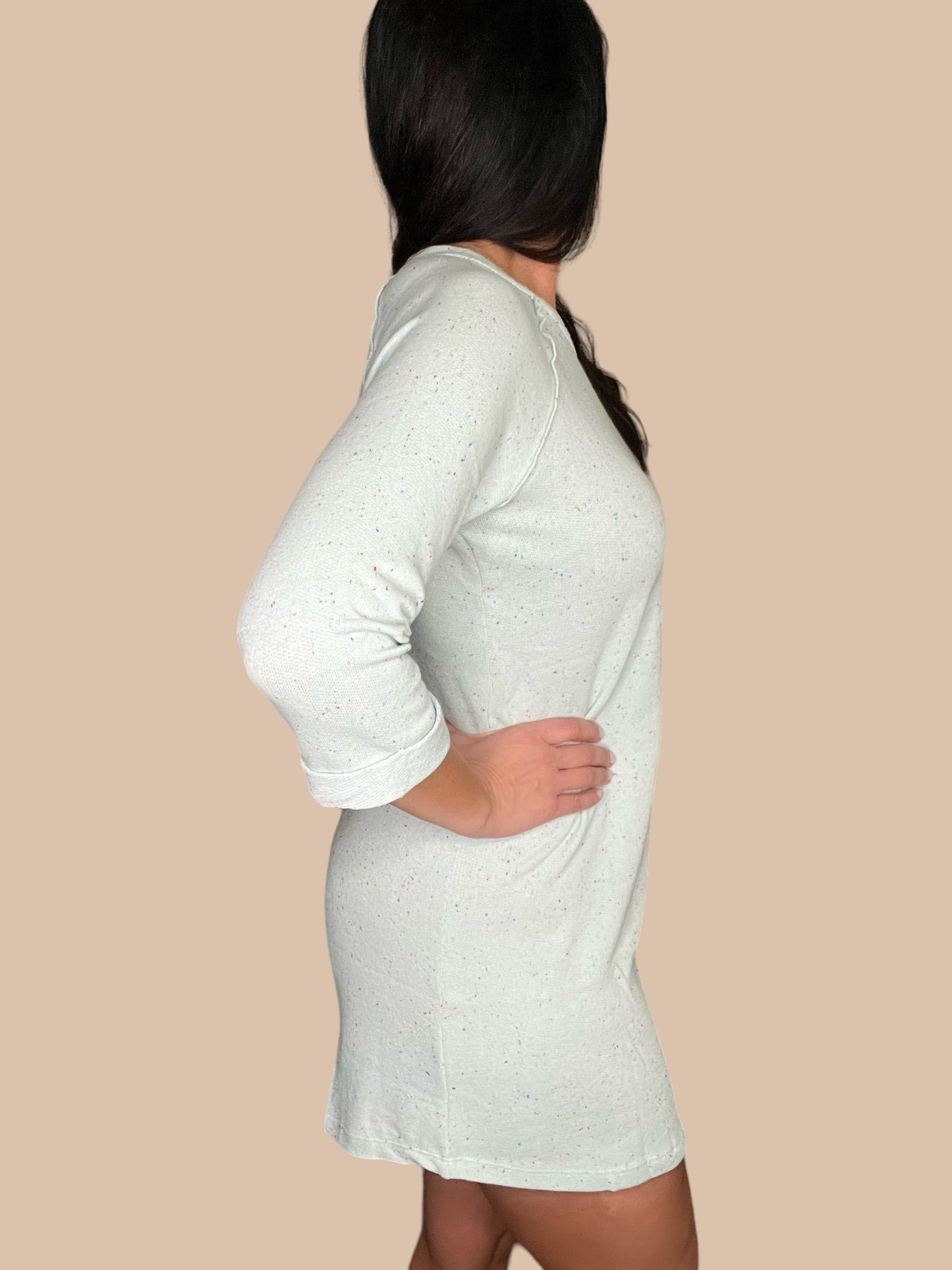 3/4 Sleeve French Terry Casual Dress