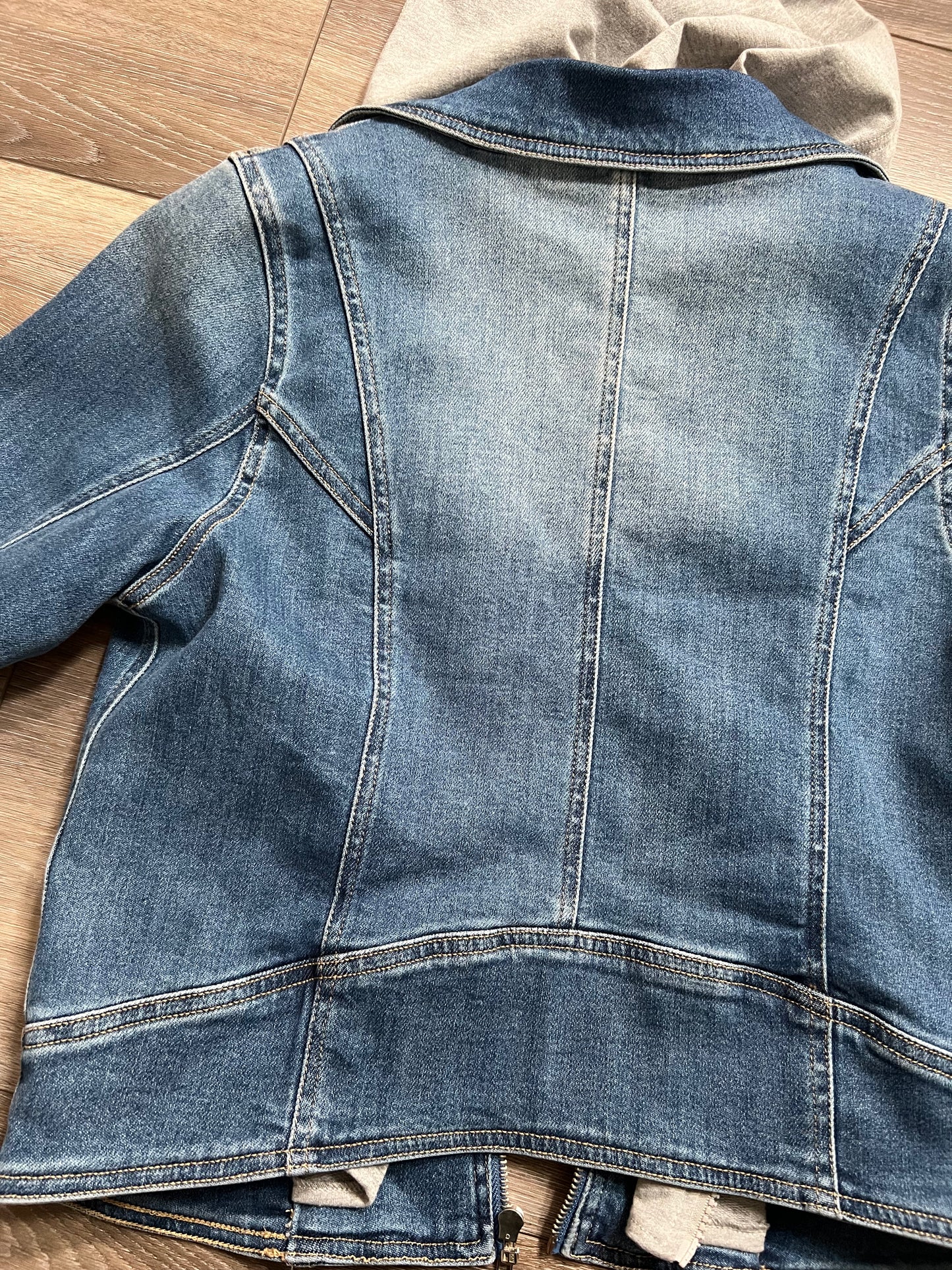 Risen Moto Jean Jacket with Zip-Up Hoodie