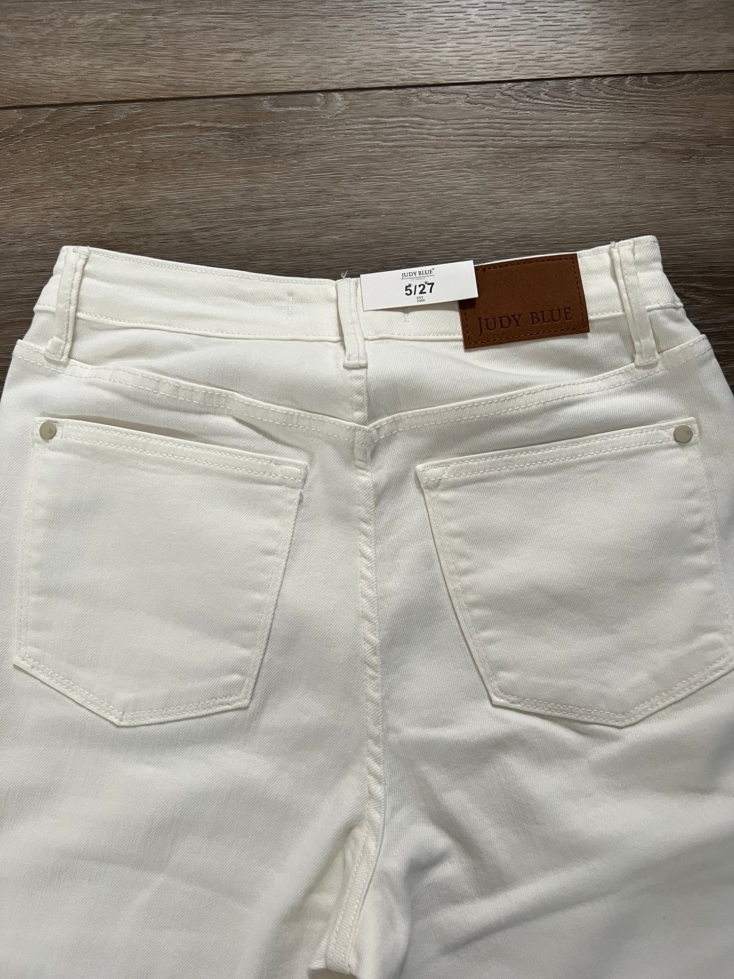 Judy Blue Wide Leg Braided White Jeans