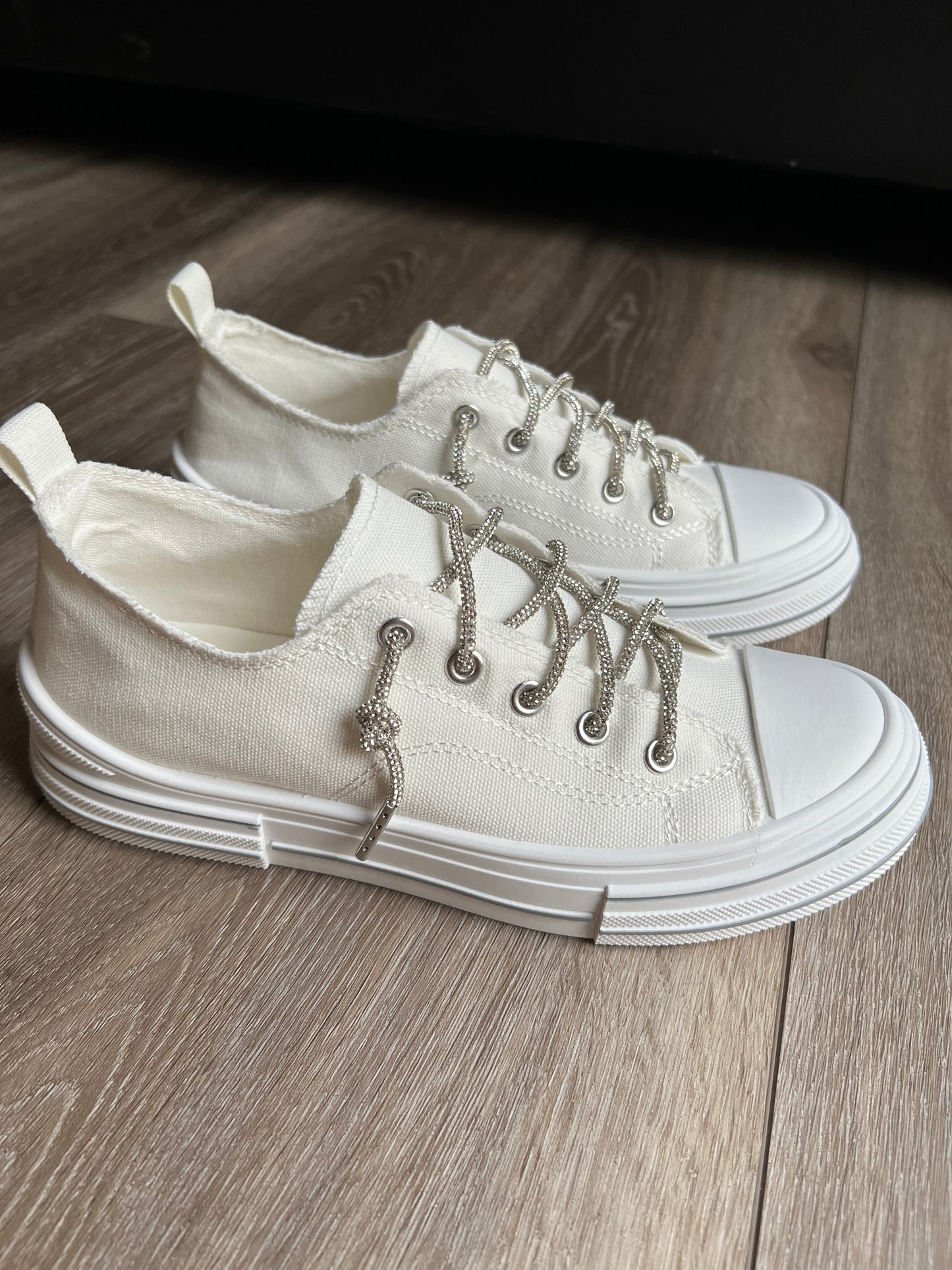 Slip-On Rhinestone Lace Sneakers
