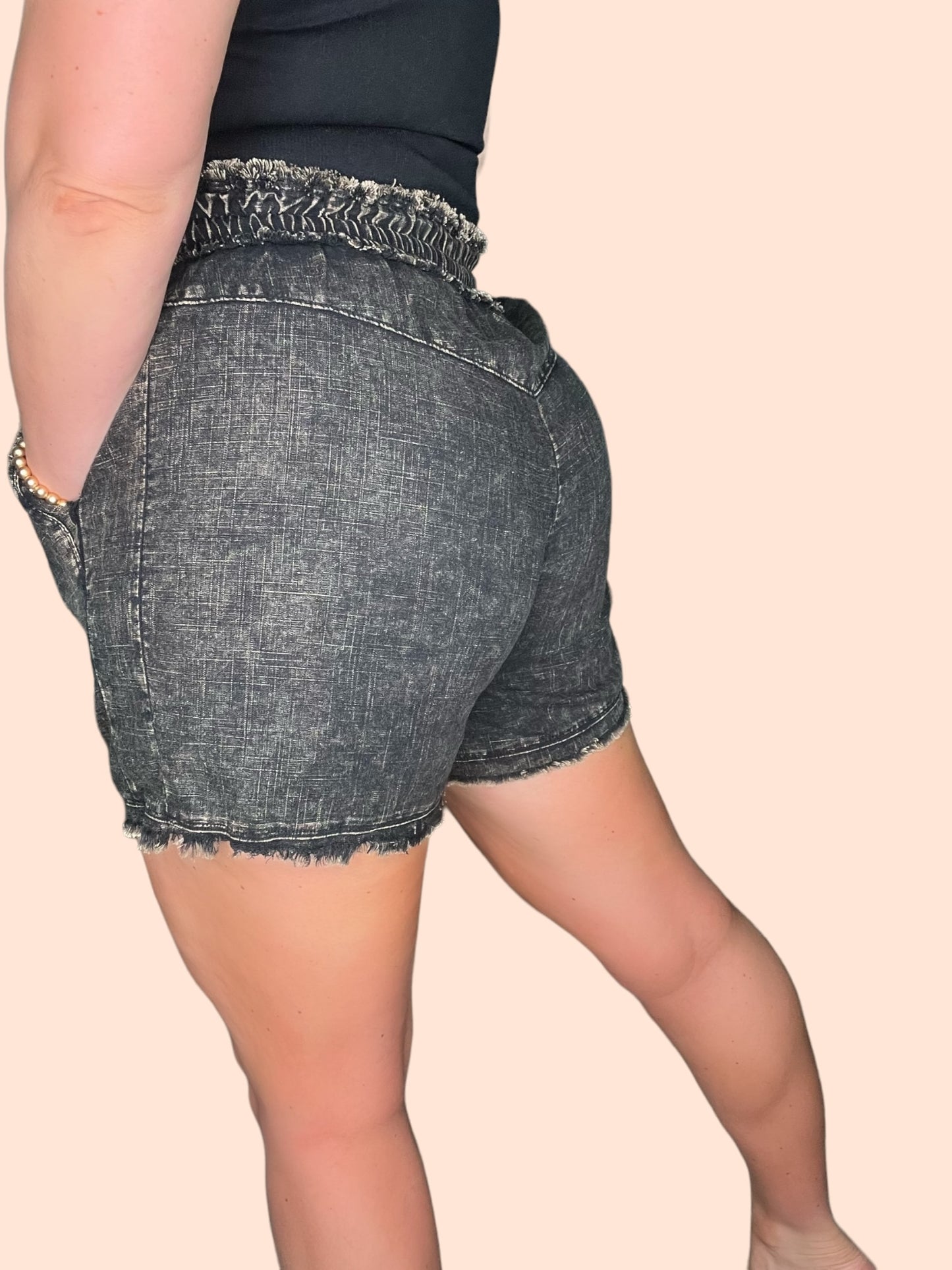 Mineral Washed Linen Shorts