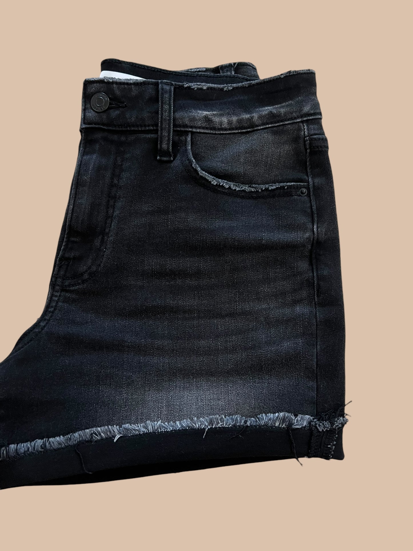 Distressed Washed Black Denim Shorts