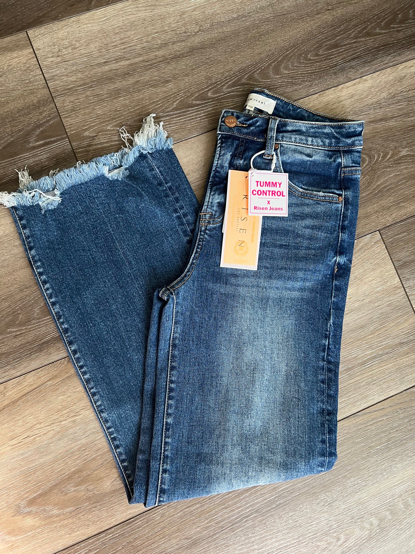 Risen Tummy Control High Rise Wide Leg Jeans