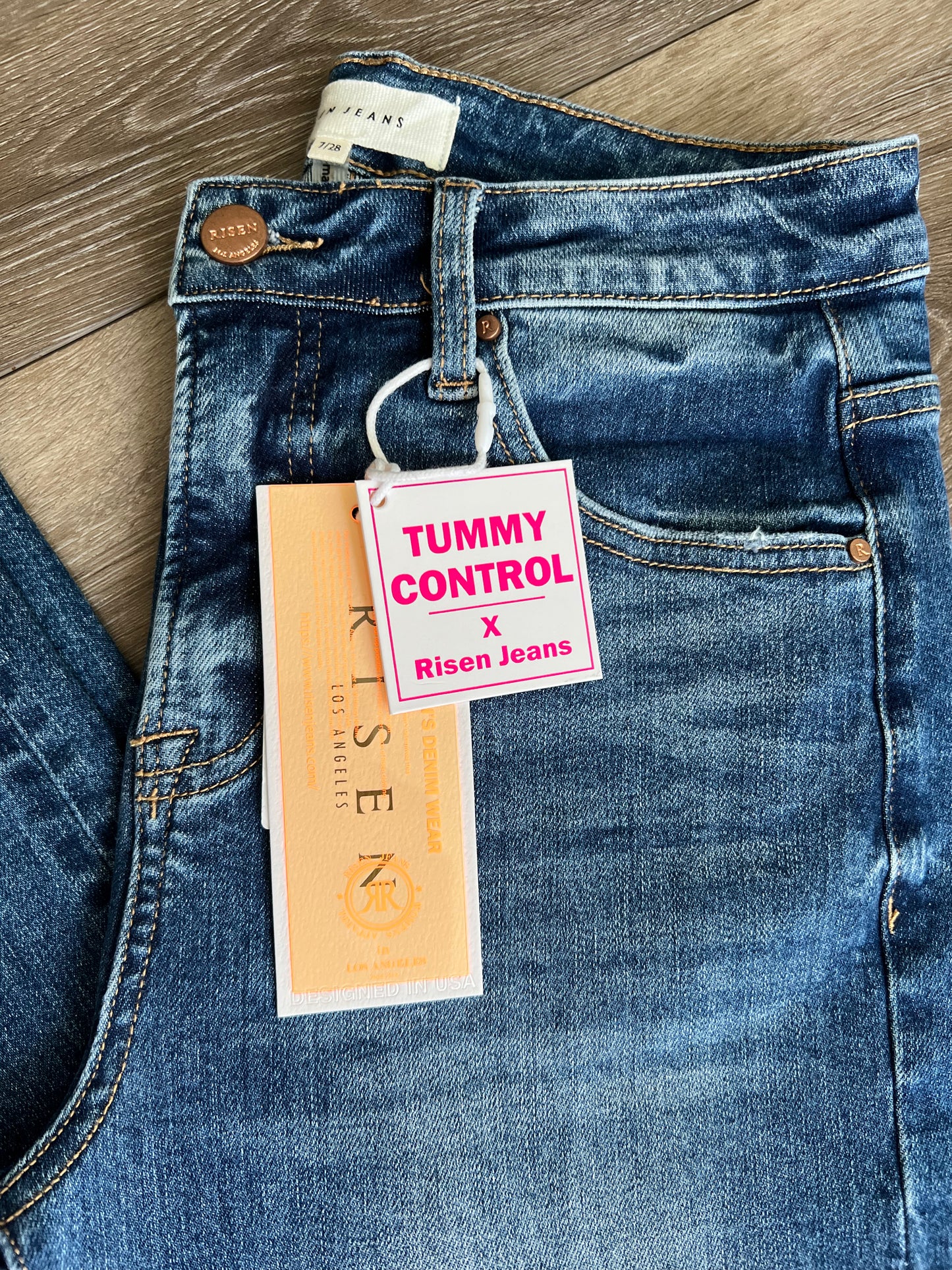 Risen Tummy Control High Rise Wide Leg Jeans