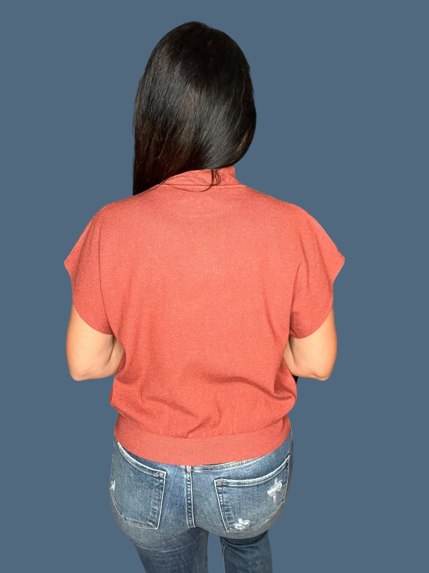 Mock Neck Short Dolman Sleeve Sweater