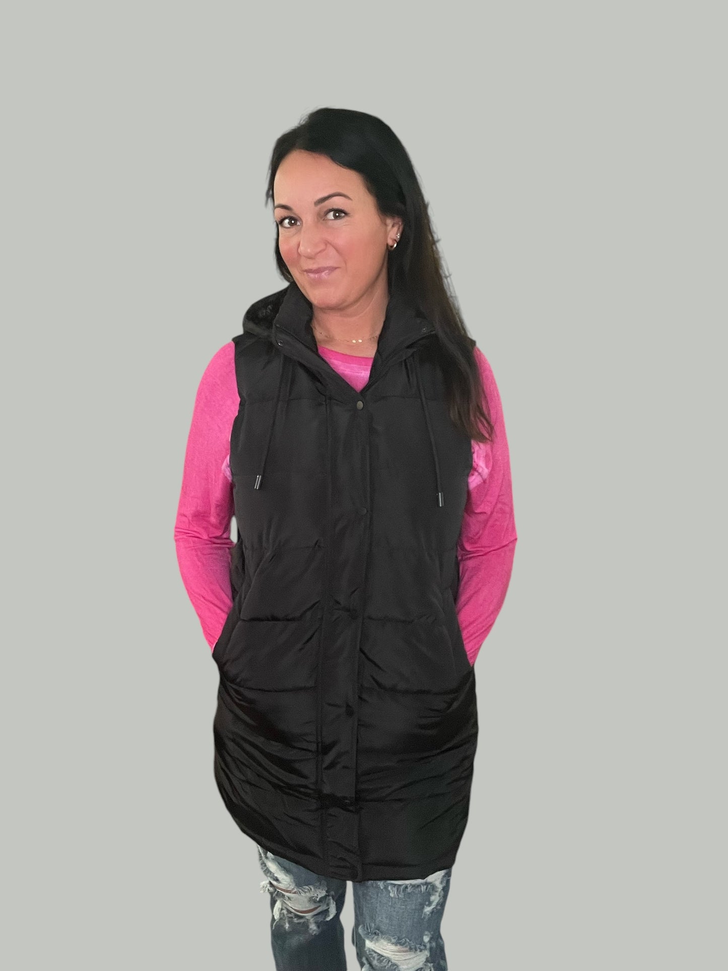 Longline Hooded Puffer Vest