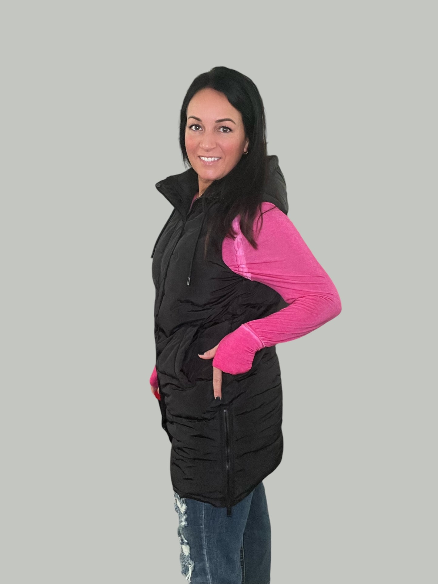 Longline Hooded Puffer Vest
