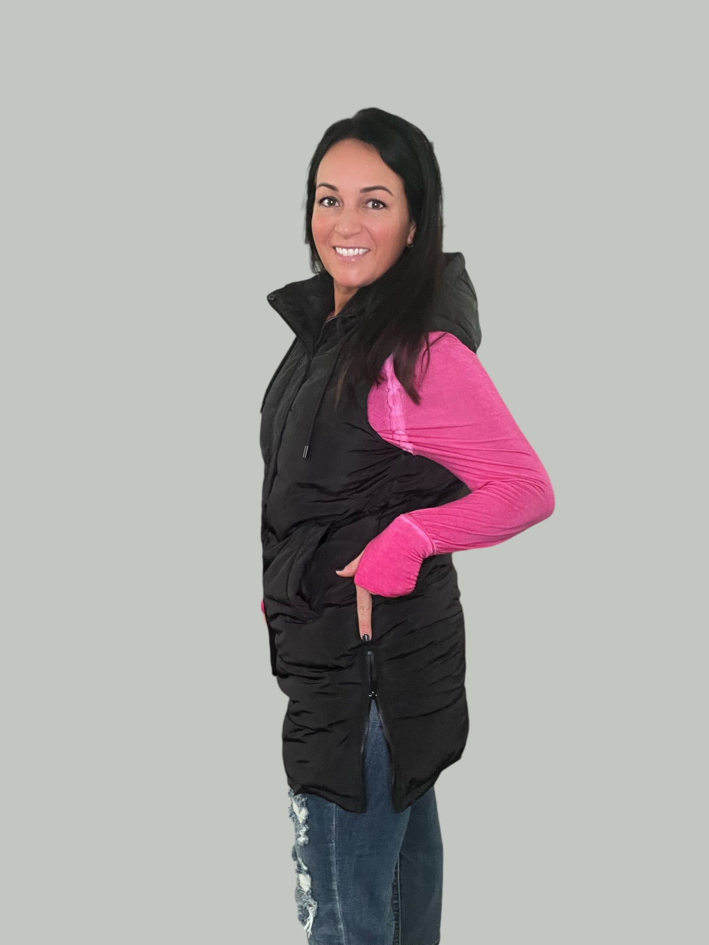 Longline Hooded Puffer Vest