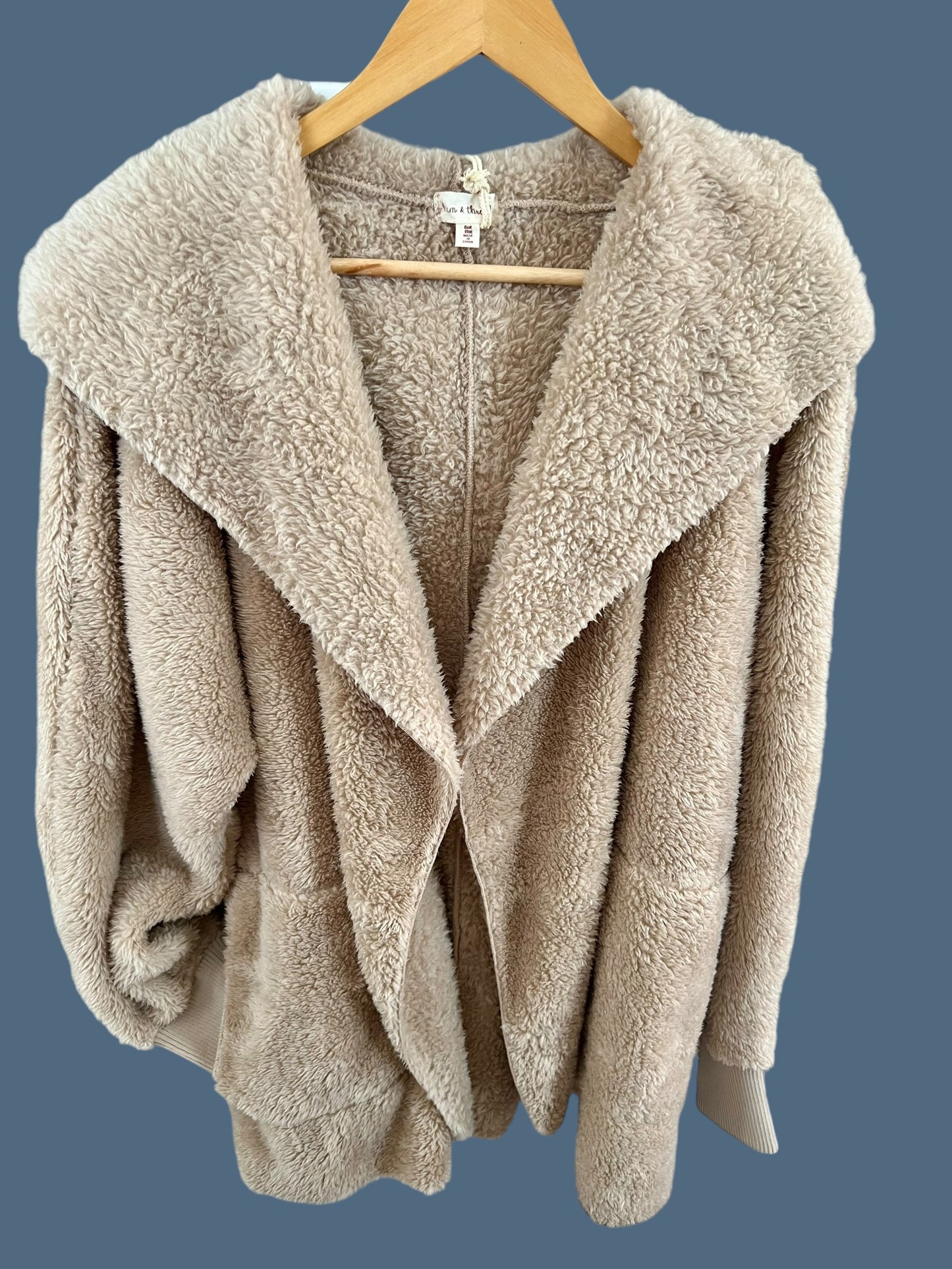 Plush Hooded Long Cardigan Jacket