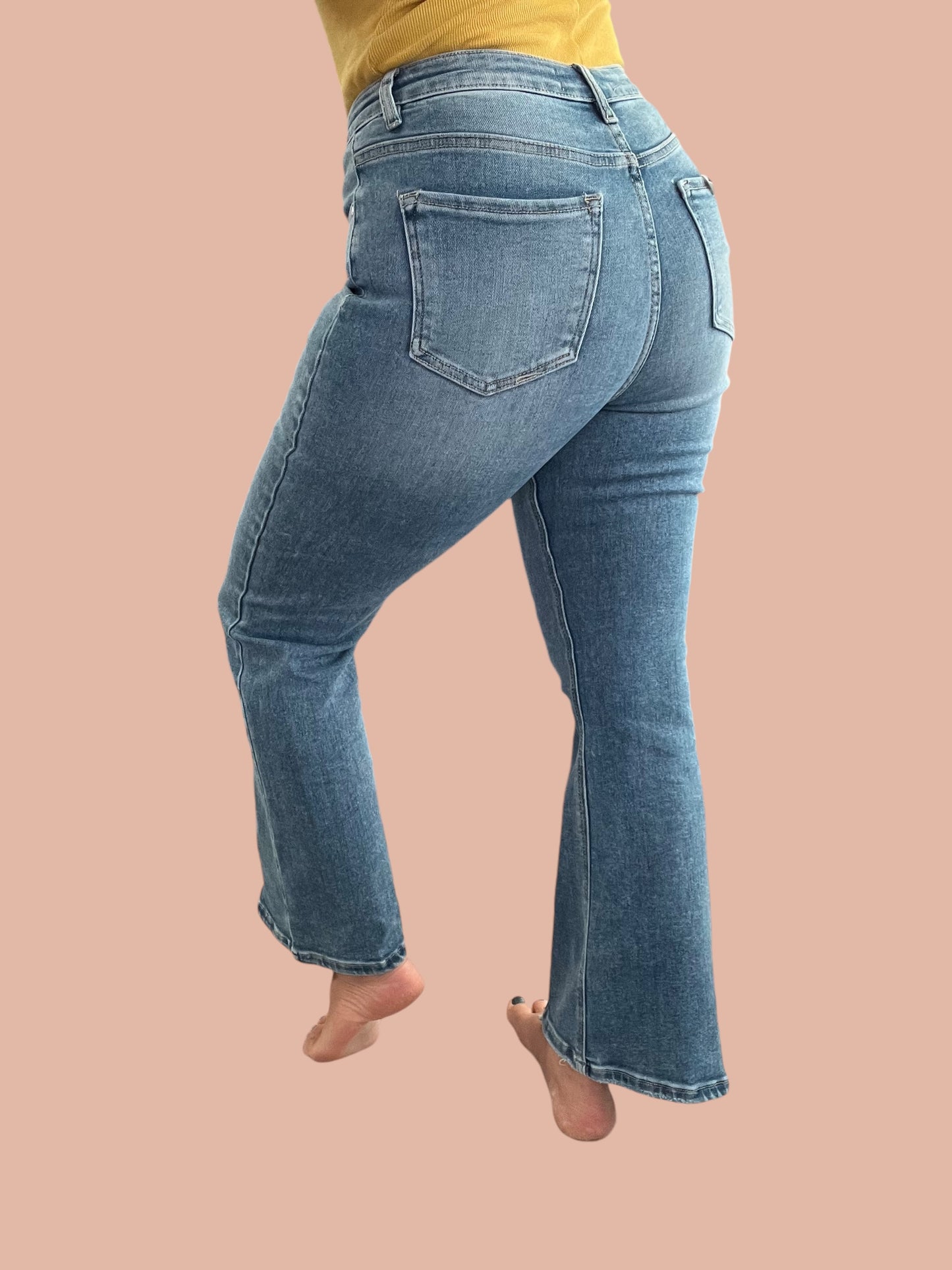 Risen 'Step Up' High-Rise Front Seam Flare Jeans