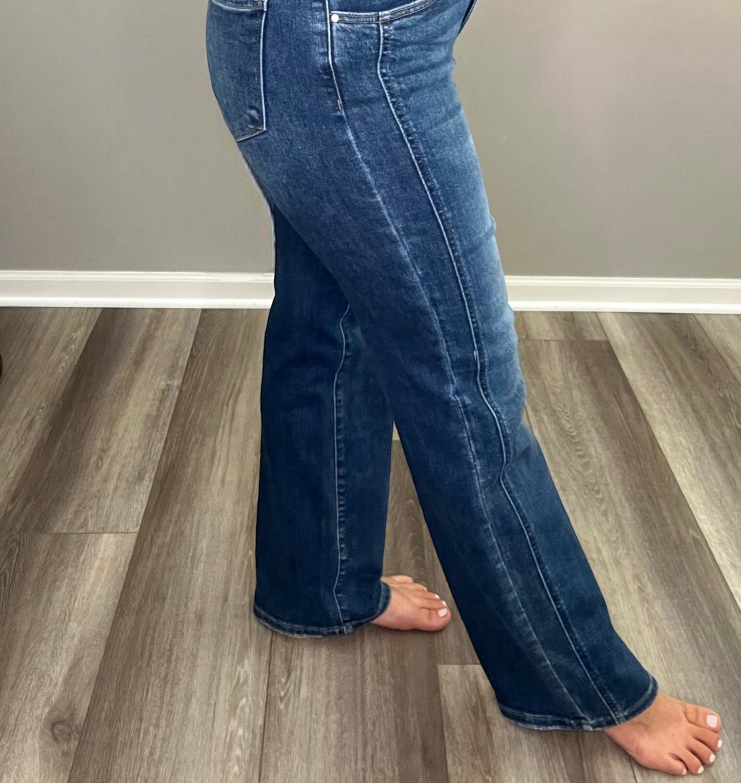 Risen Straight Leg Side Detail Jeans