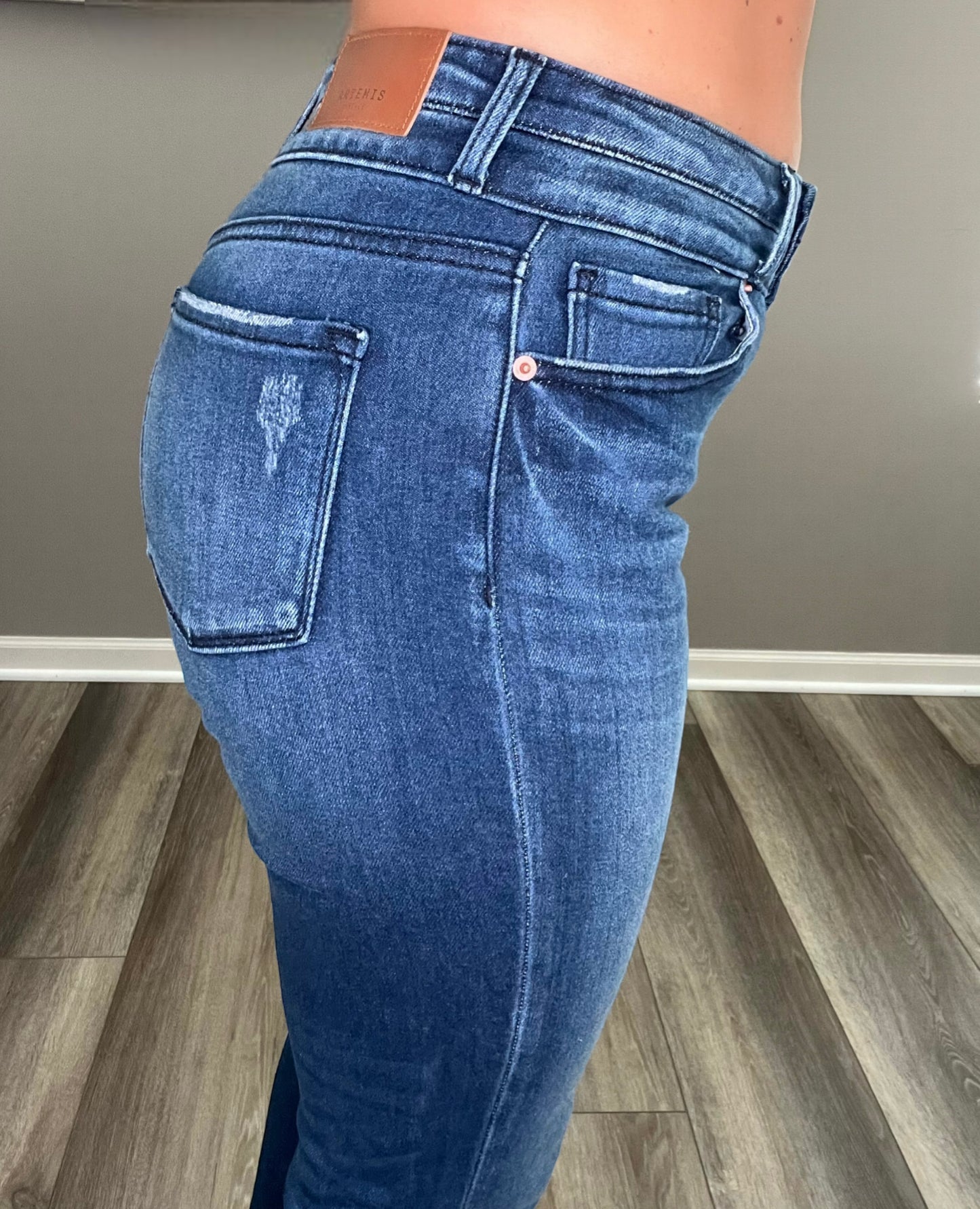 Double Button Straight Leg Jeans