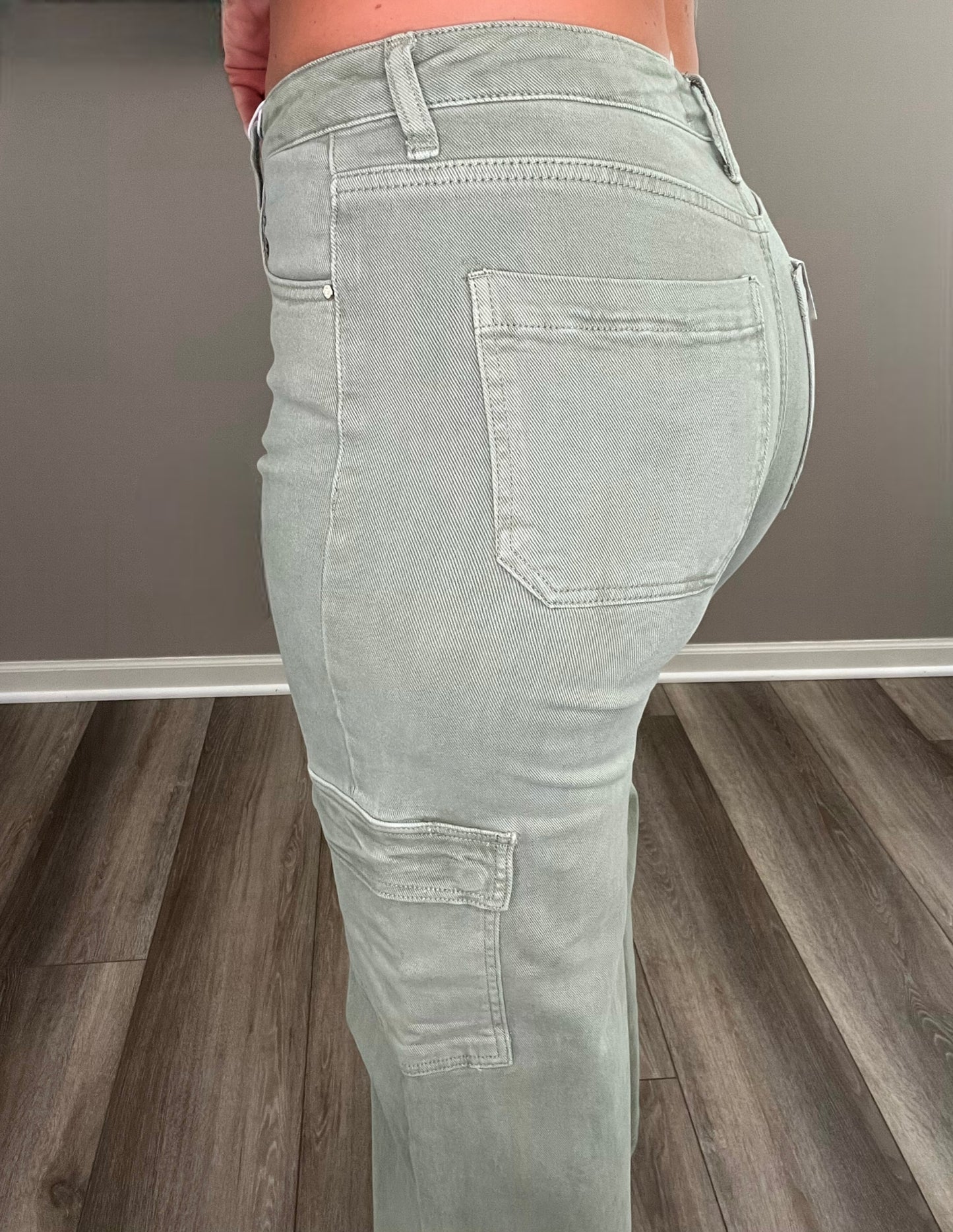 Risen Wide Leg Olive Cargo Jeans