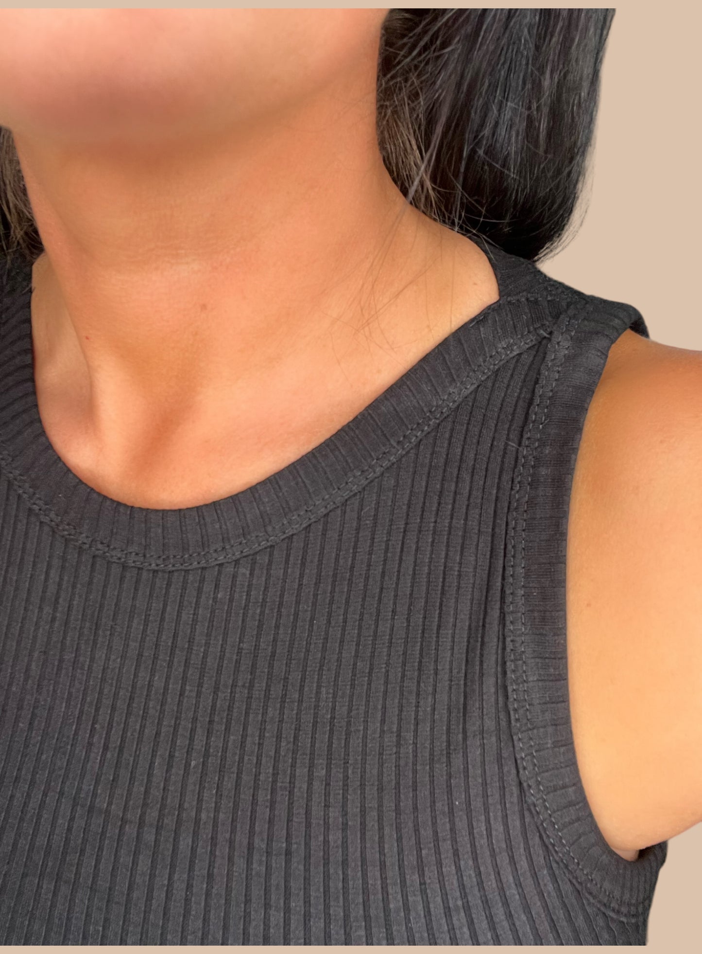 Ribbed Boat Neck Tank