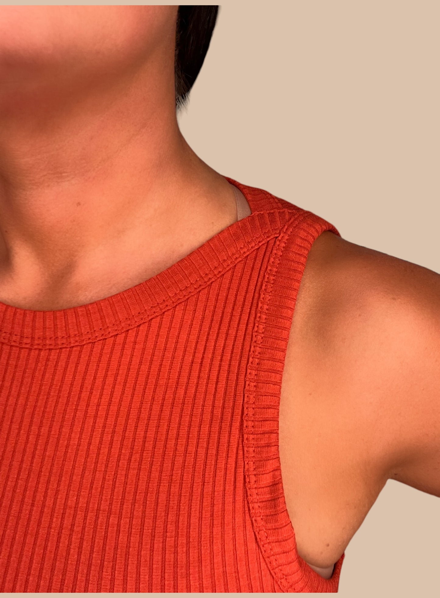 Ribbed Boat Neck Tank