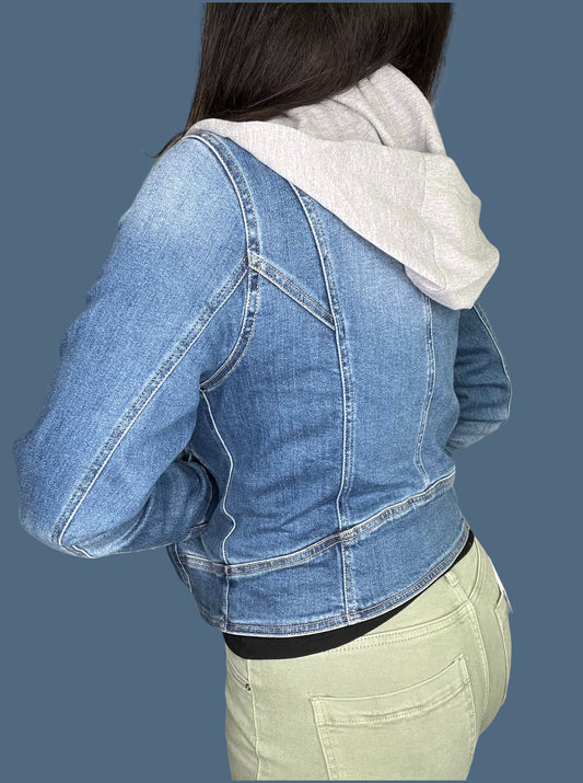 Risen Moto Jean Jacket with Zip-Up Hoodie