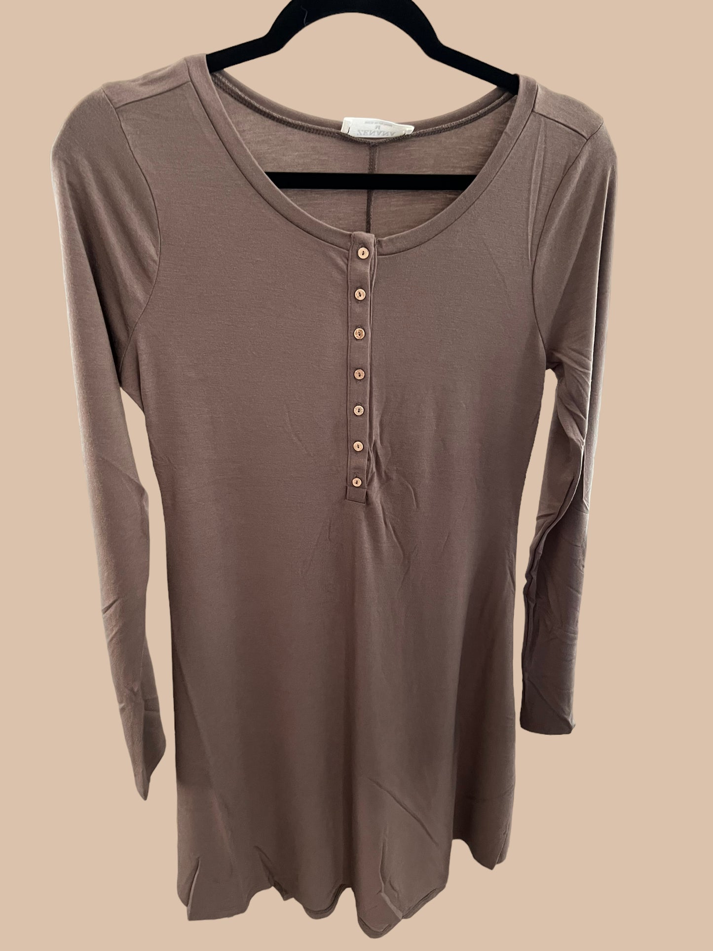 Button Detail Long Sleeve Dress