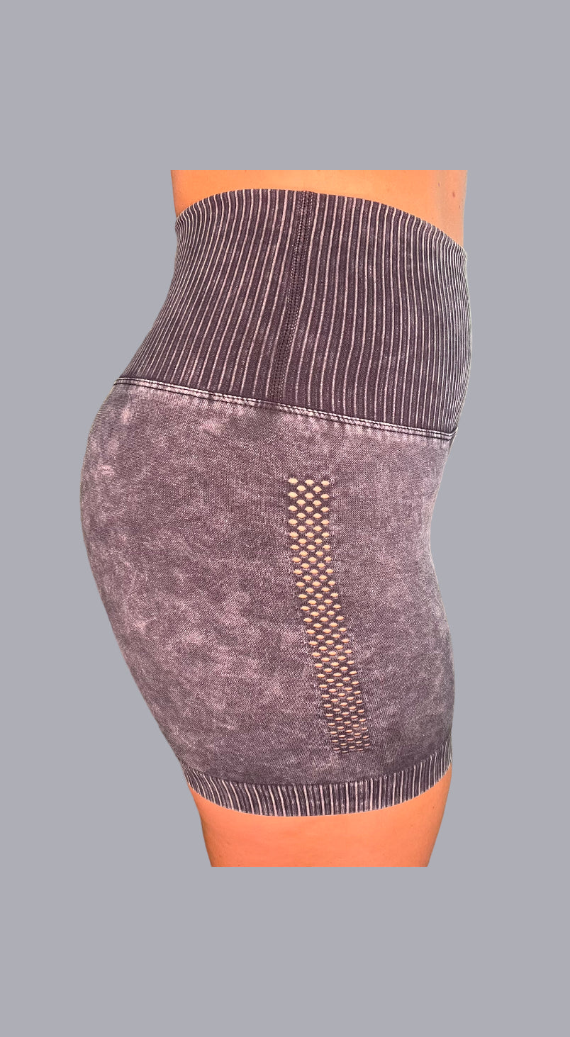 Stone Washed Seamless Biker Shorts