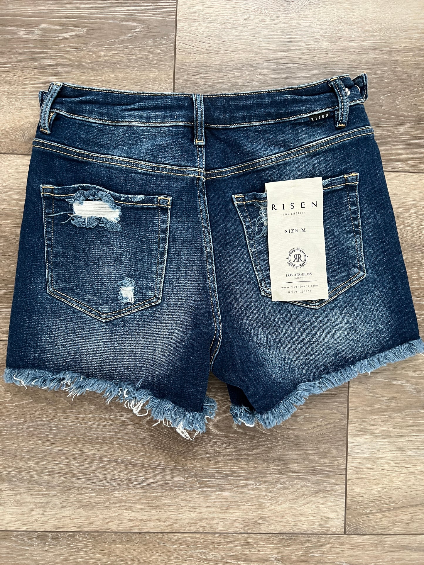 Risen Tummy Control High-Rise Adjustable Waist Jean Shorts